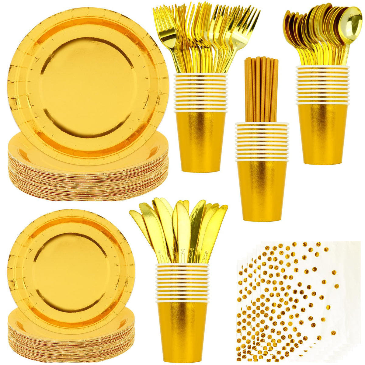 200 PCS Gold Disposable Party Supplies Disposable Party - VYLURIXX Official Imagery - 1