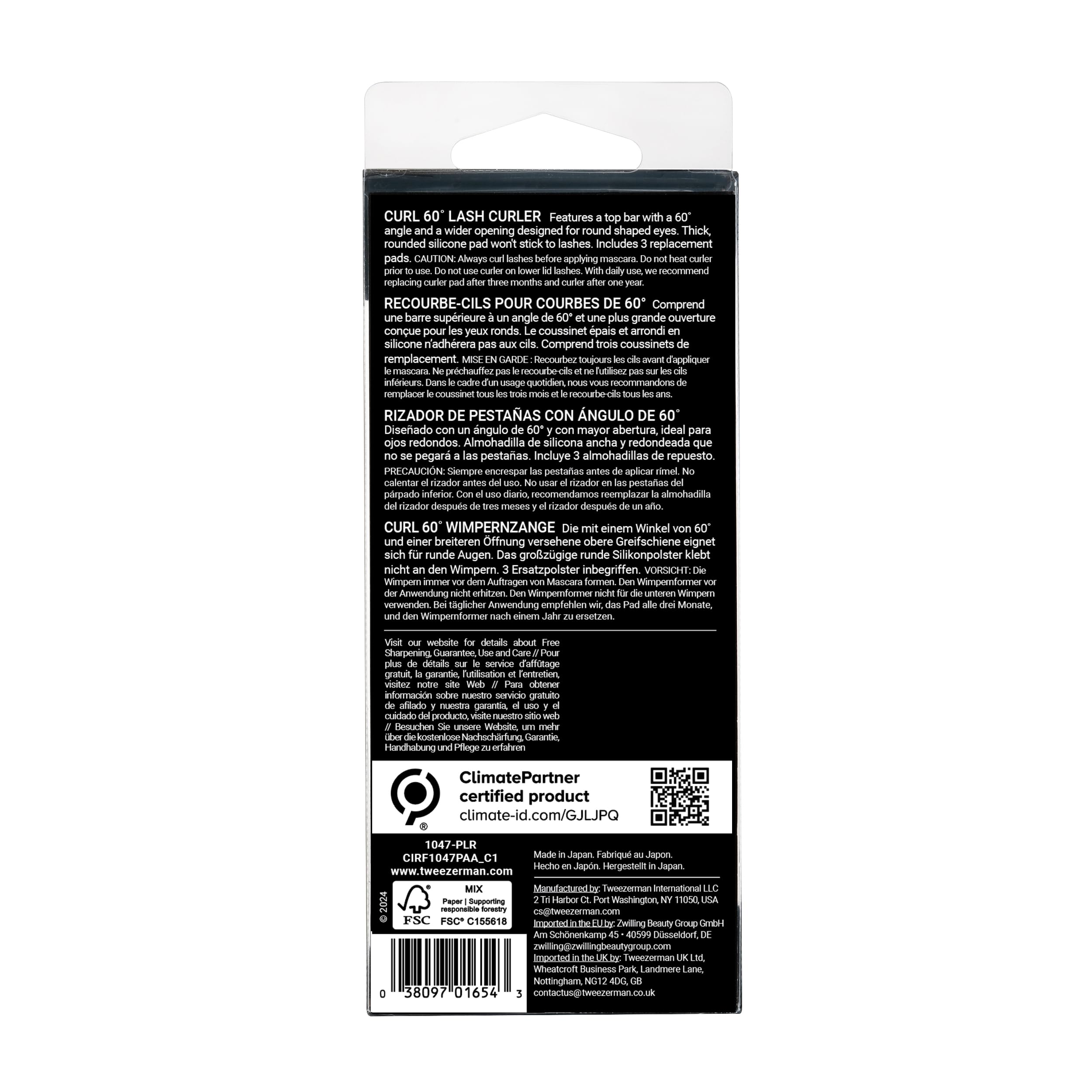 Tweezerman Curl 60° Eyelash Curler for Round Shaped Eyes Metallic