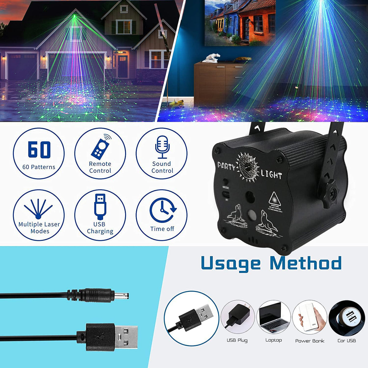 2 in 1 Disco Ball Party Lights with Remote Sound Activated - bubusan Official Imagery - 5