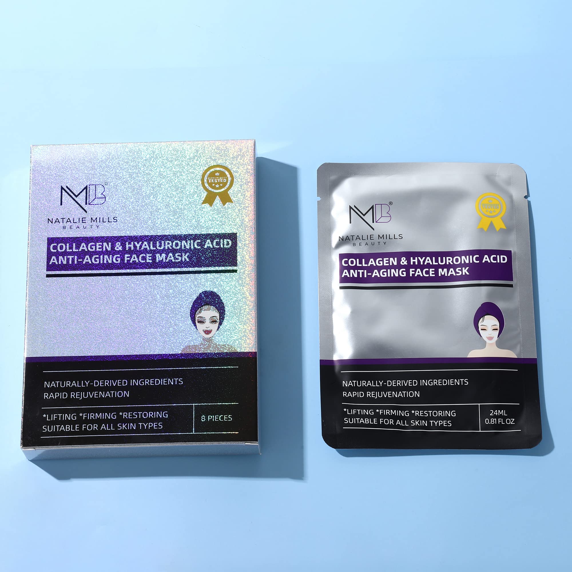 Natalie Mills Collagen & Hyaluronic Acid Anti - Aging SILK Face Mask - Natalie Mills Official Product View 4