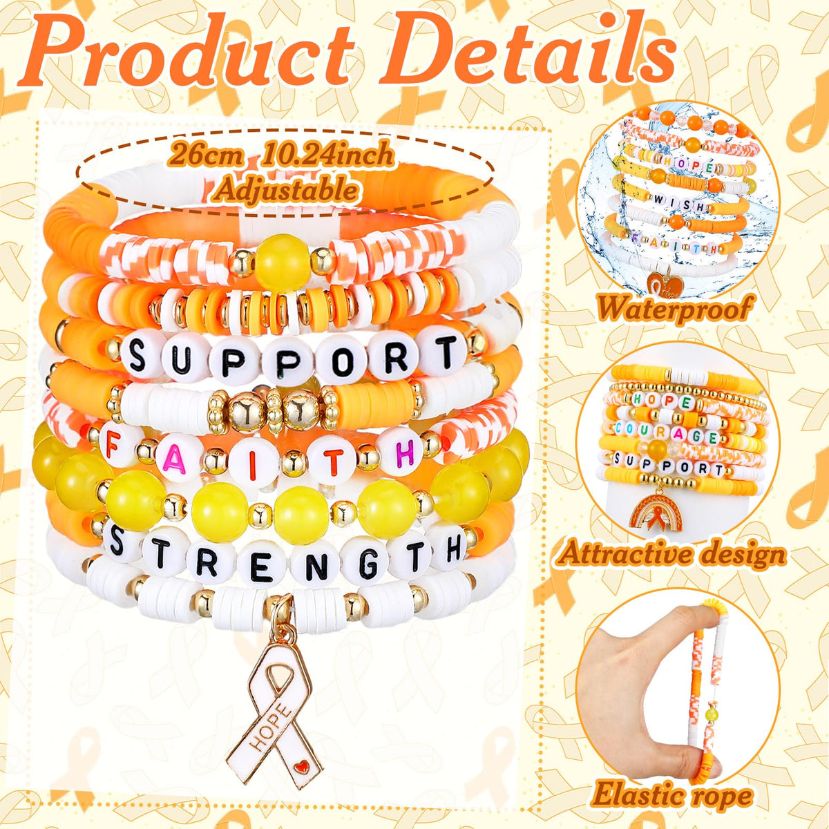 96 Pcs Breast Cancer Awareness Bracelets Pink Ribbon Gift - Ecation Official Imagery - 4