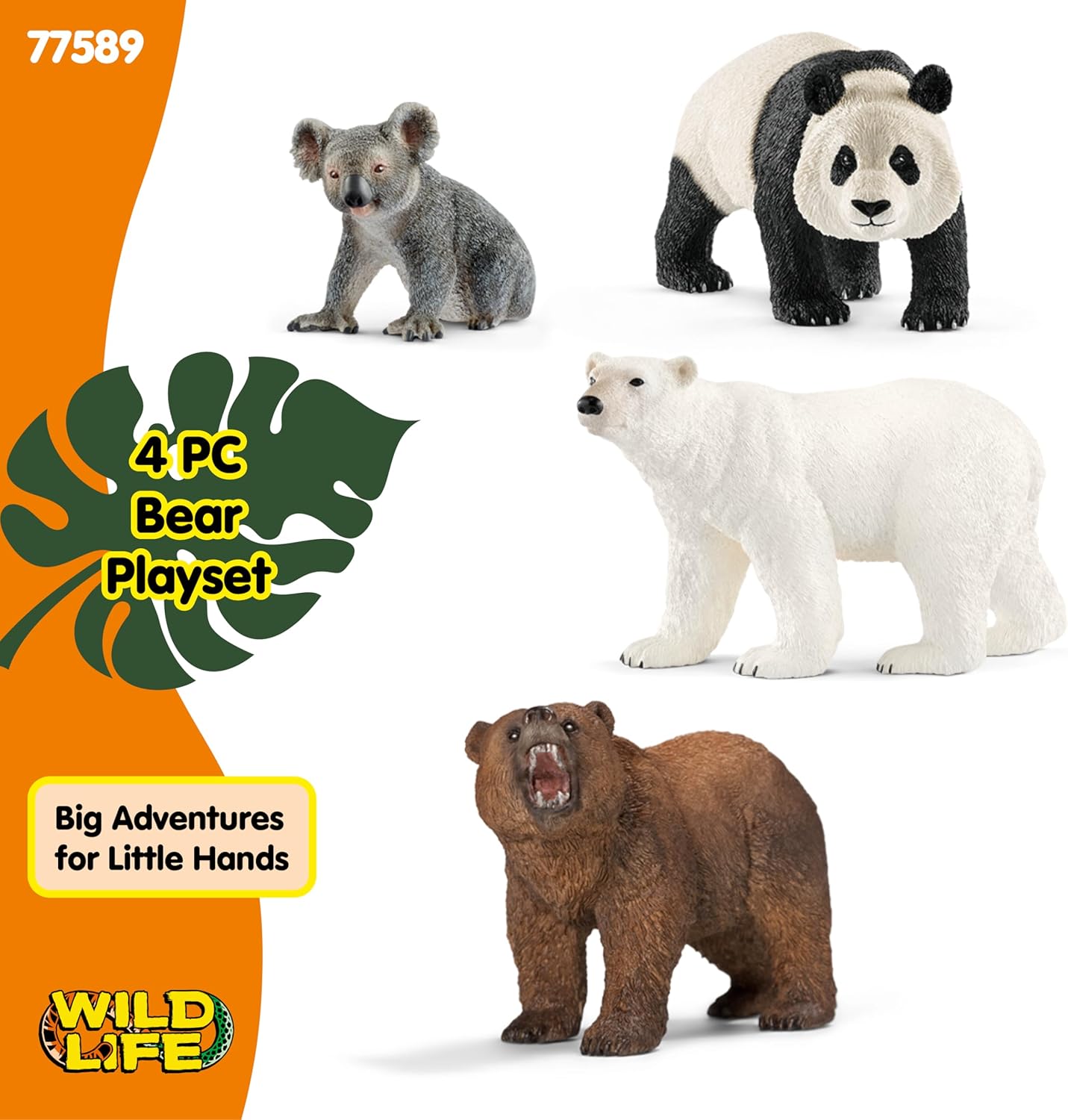 Elefair Schleich Wild Life bear toy set with realistic panda, koala, grizzly, and polar bear figures for imaginative play.
