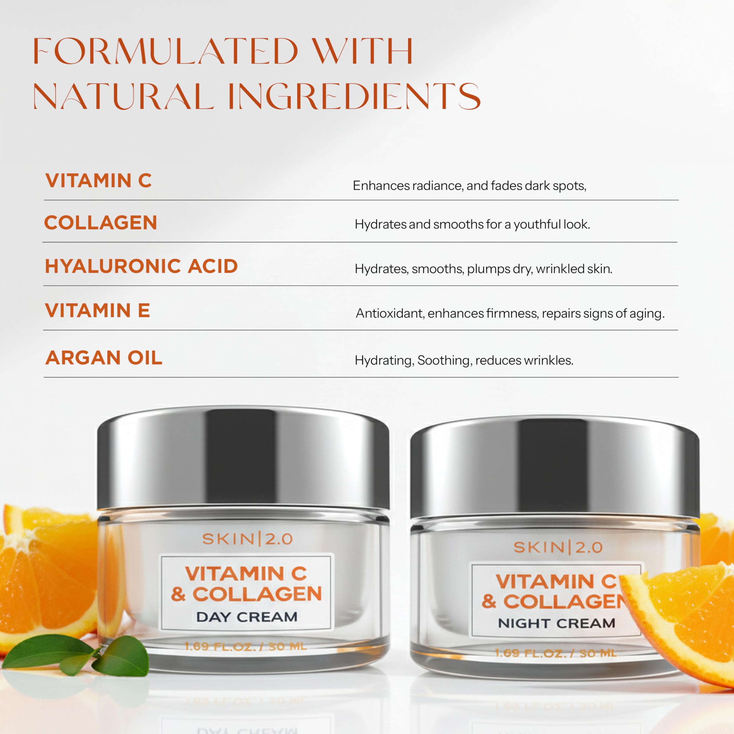 Skin 2.0 Vitamin C &amp; Collagen Face Moisturizer – Anti Aging - Skin 2.0