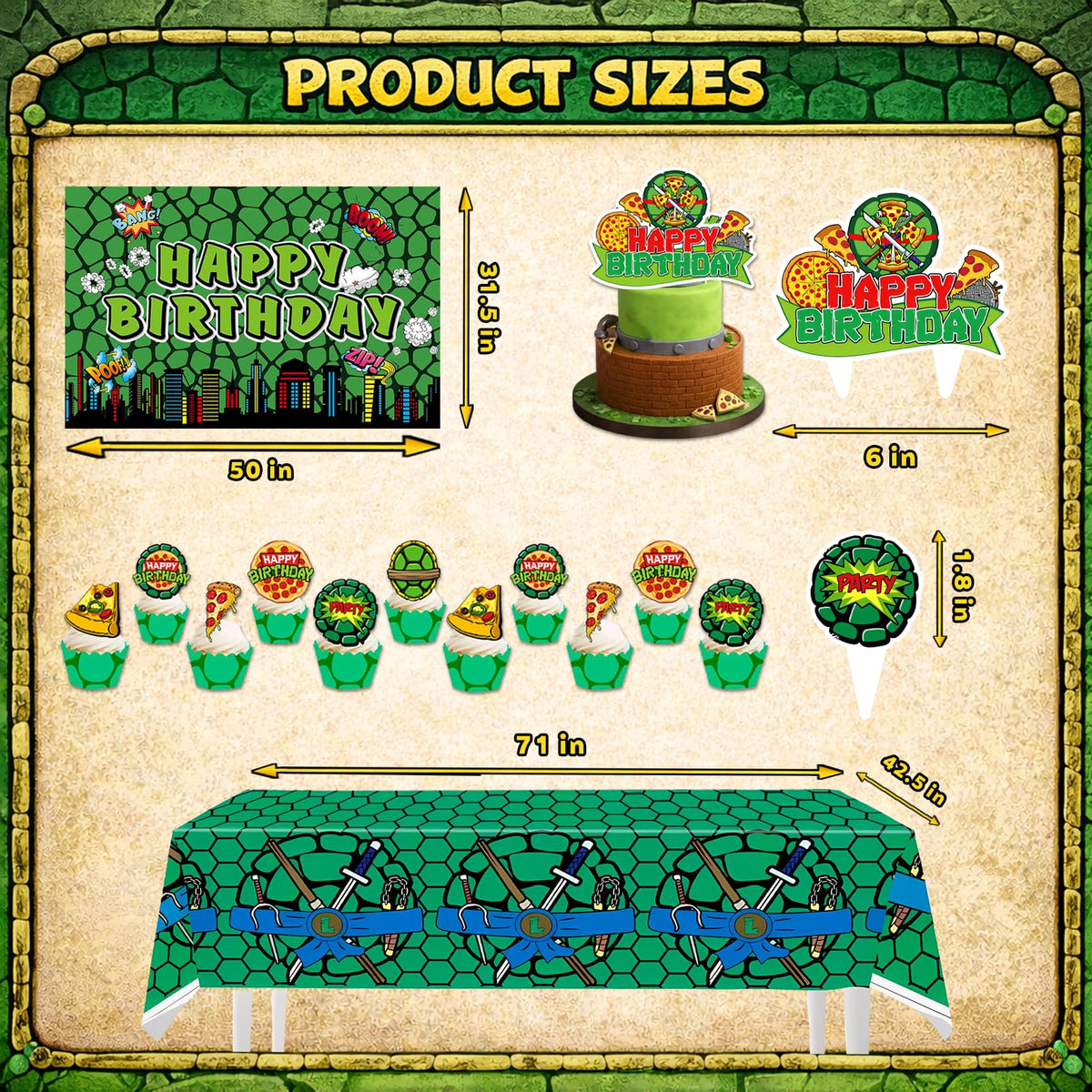 Turtle Theme Birthday Party Decorations Set - Premium Selection Official Imagery - 4