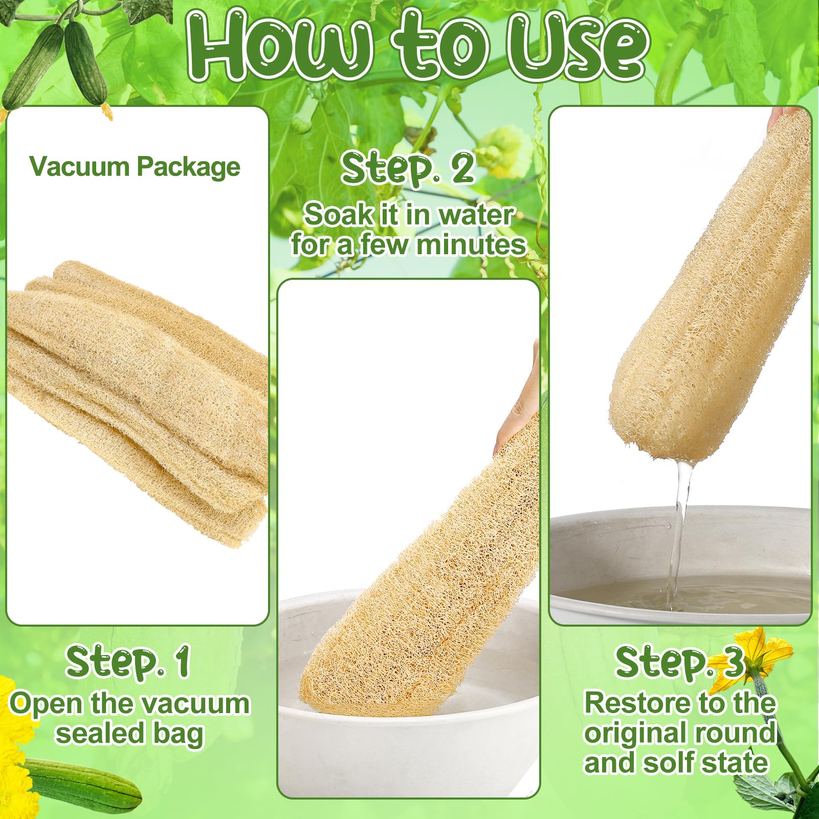 ZhouBoat Natural Loofah Sponge 13.8 - 15.7 Inches Women - ZhouBoat Official Product View 3