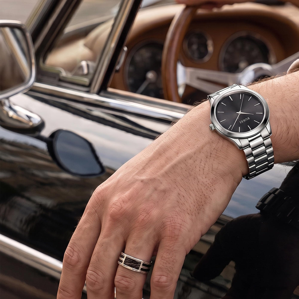 BUREI Men s Wrist Watch Analog Stainless Steel Dress - BUREI Official Imagery - 4