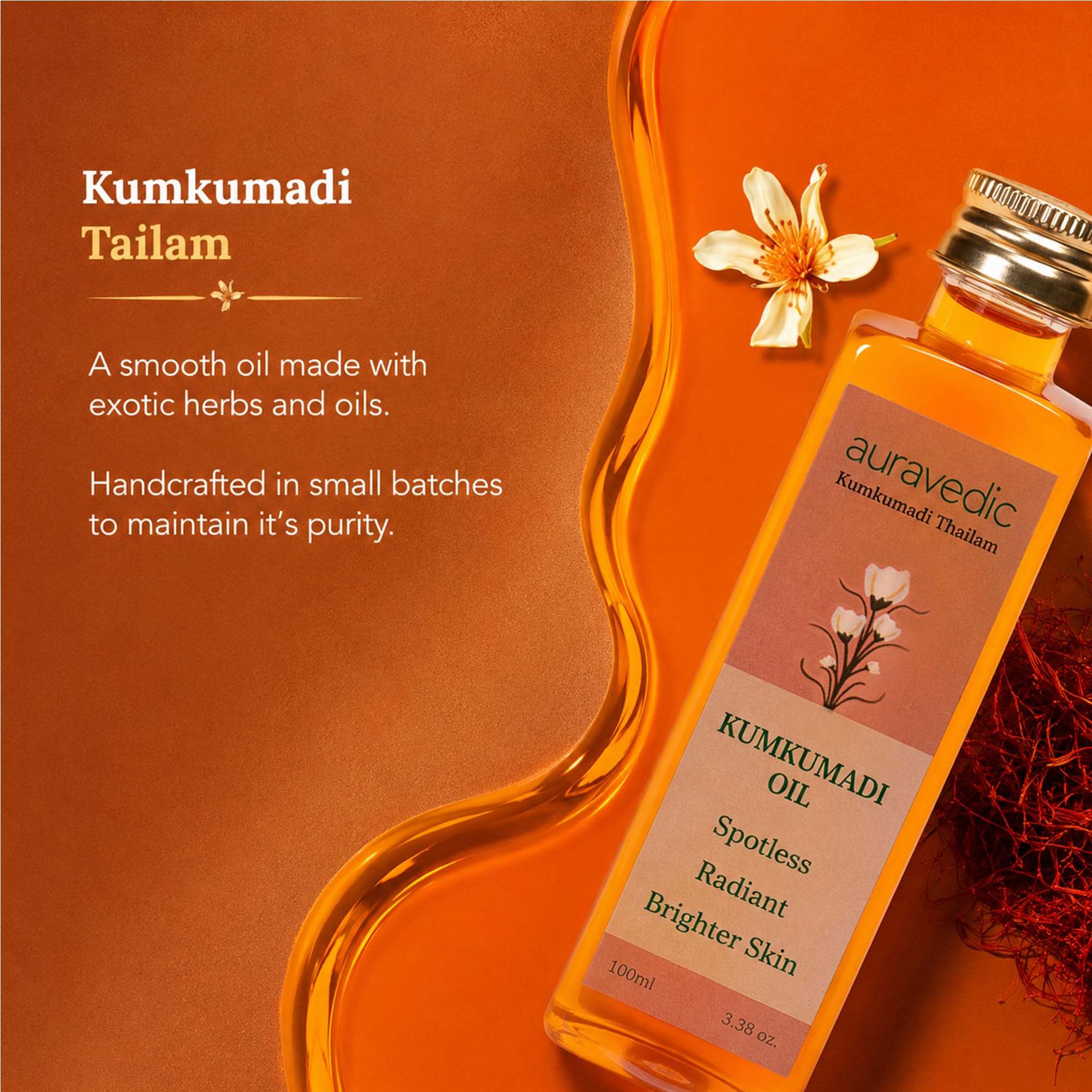 Auravedic Kumkumadi Oil Pure Saffron for Ultra Radiant Skin - Auravedic