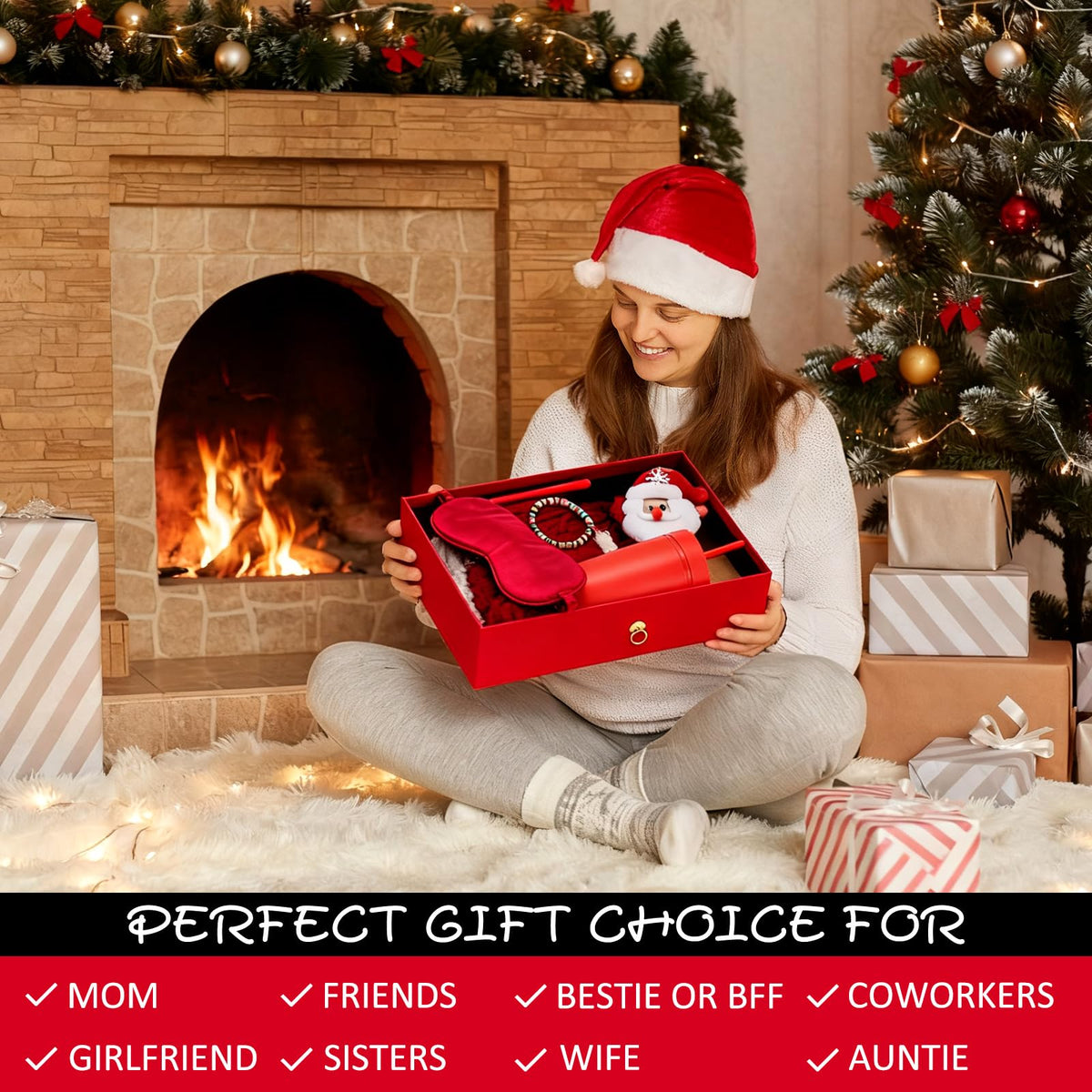 13 Pcs Christmas Women Gift Set Winter Gift Box Classic Red - Cutecrop Official Imagery - 6