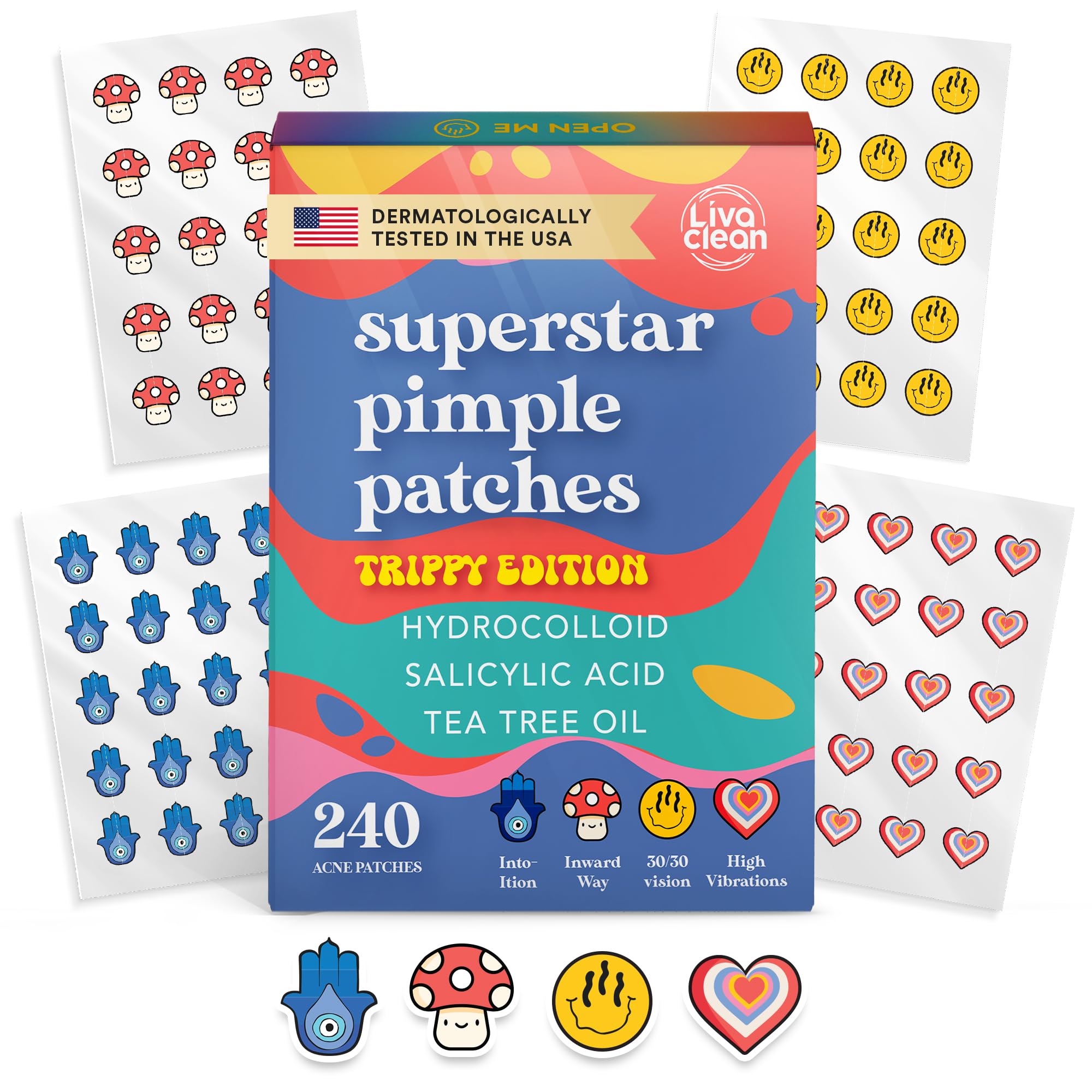 Livaclean 240CT Star Pimple Patches for Face w/ Hydrocolloid, Tea Tree - View 8