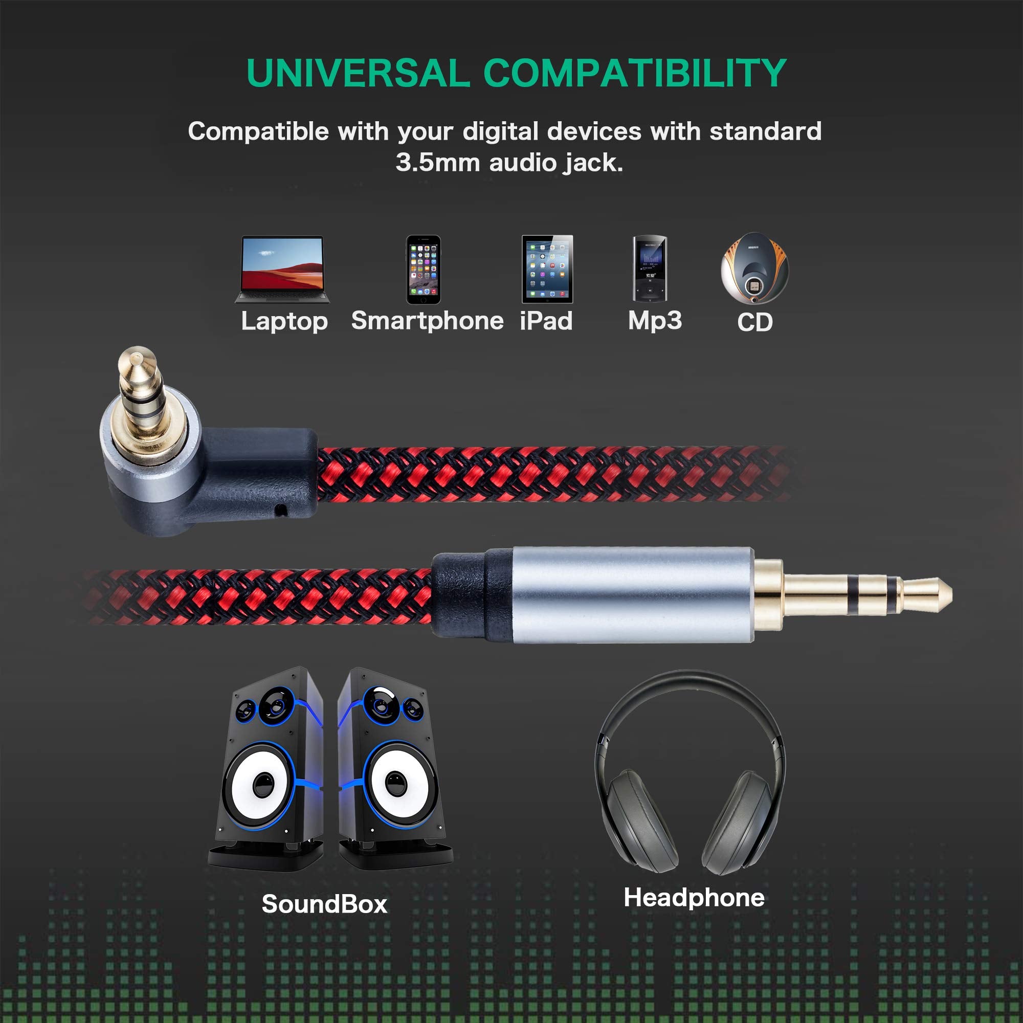 Tiierzon 3.5mm Audio Cable 3ft,3.5mm 90 Degree Right Angle Auxili by Tiierzon - Angle View 7