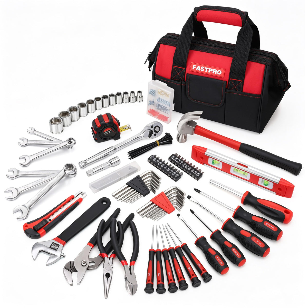 FASTPRO 236 Piece Home Repairing Tool Set with Tool Bag Red - FASTPRO Official Imagery - 1