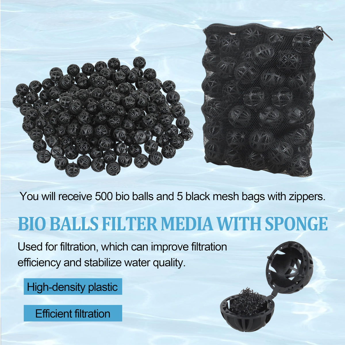500Pcs Bio Filter Balls for Aquarium Pond - buccilly Official Imagery - 4