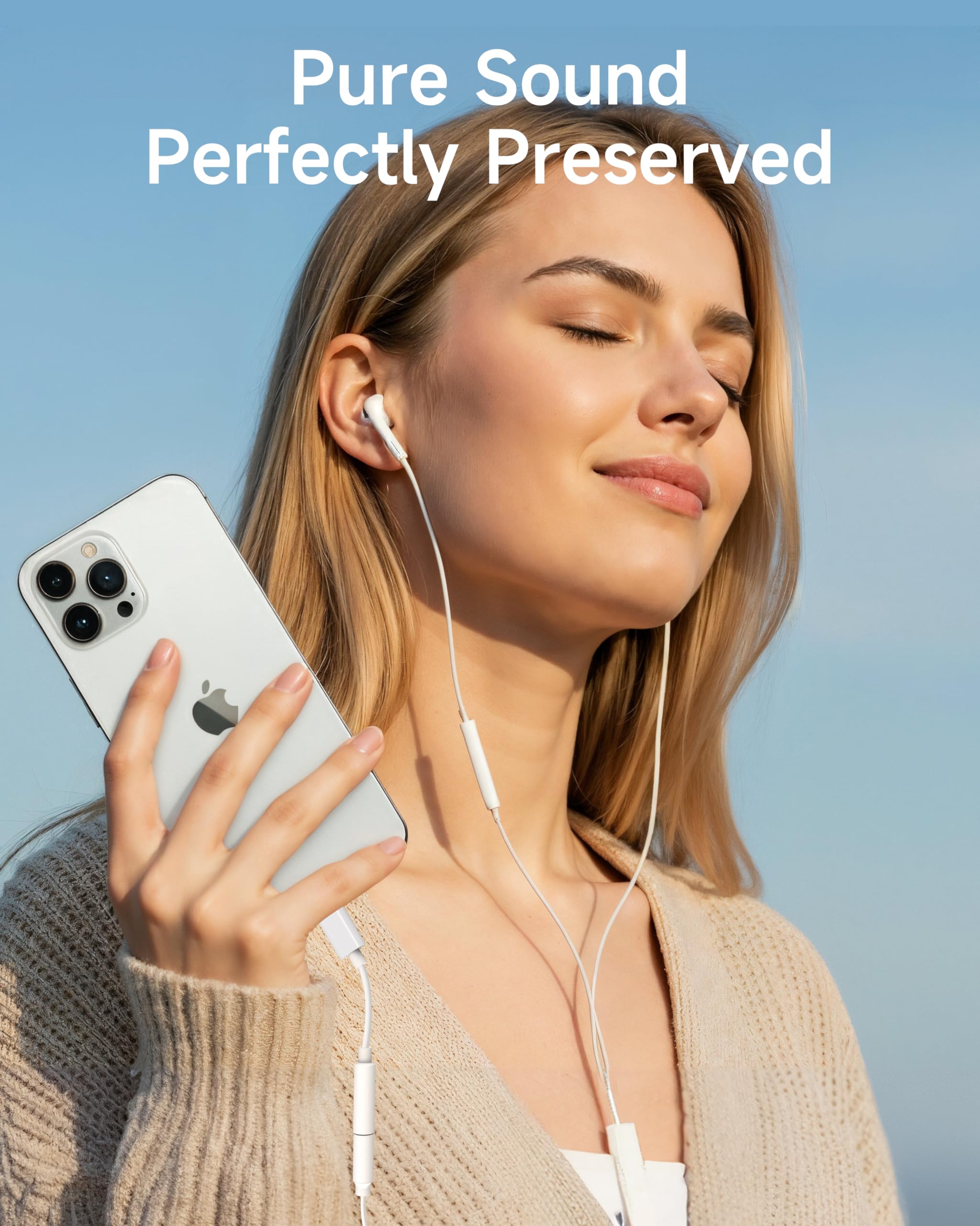 ZOOAUX PRO 2-pack USB C to 3.5mm headphone adapter, white, compatible with iPhone, Samsung Galaxy, Pixel, and iPad devices.
