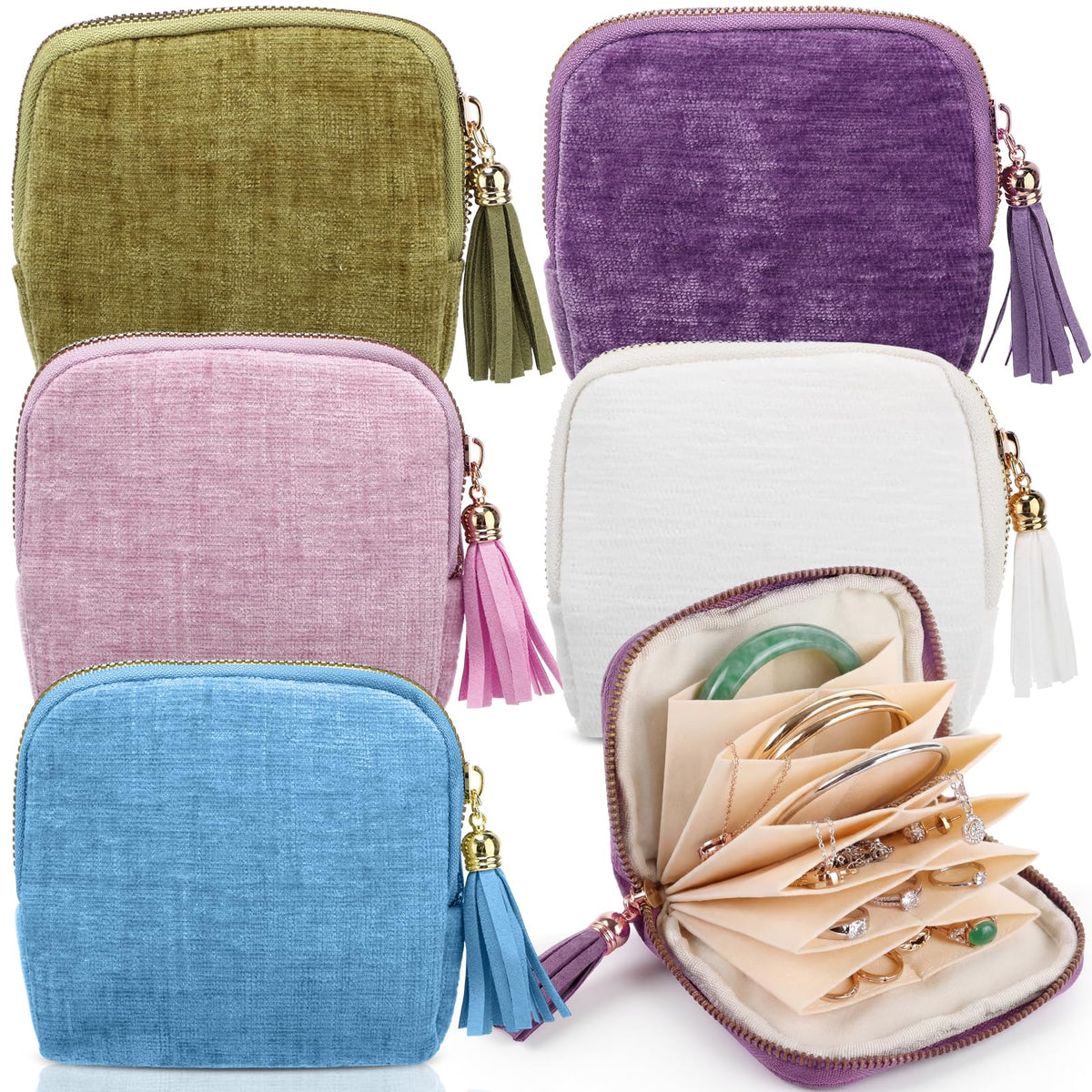 Hsei 5 Pack Small Travel Jewelry Case Bulk Mini Jewelry - Hsei Official Imagery - 1