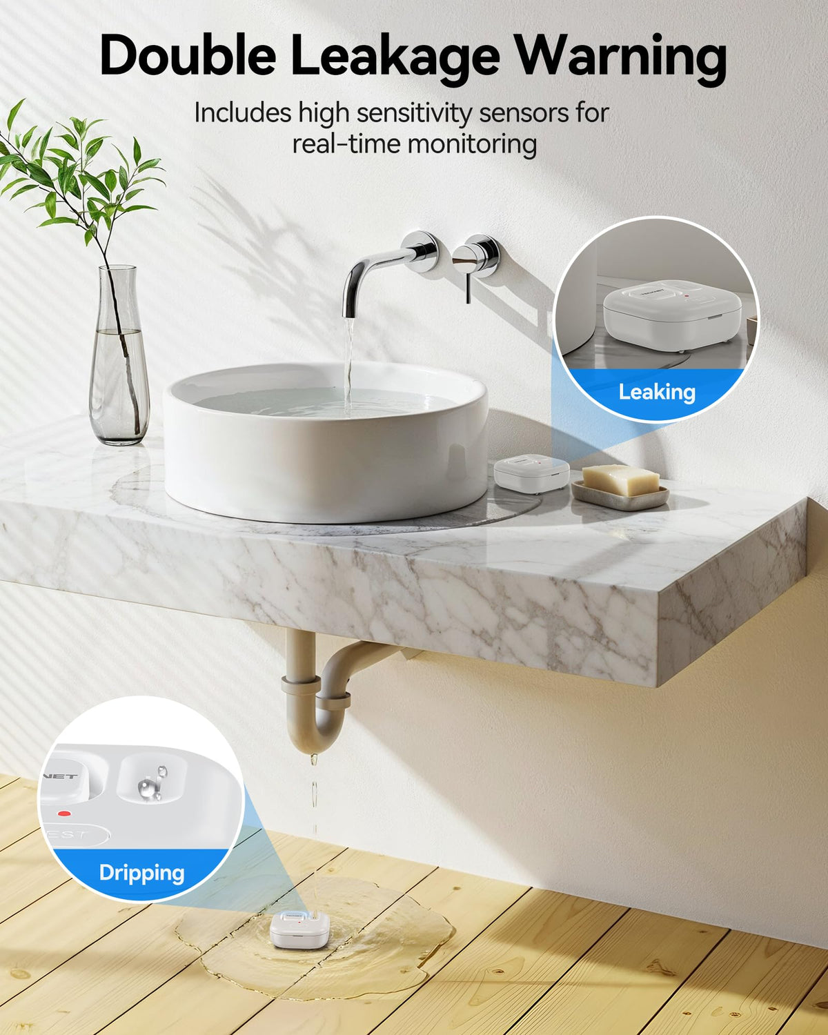 TECKNET Wi Fi Water Leak Detector Kit 120dB Smart Water - TECKNET Official Imagery - 6