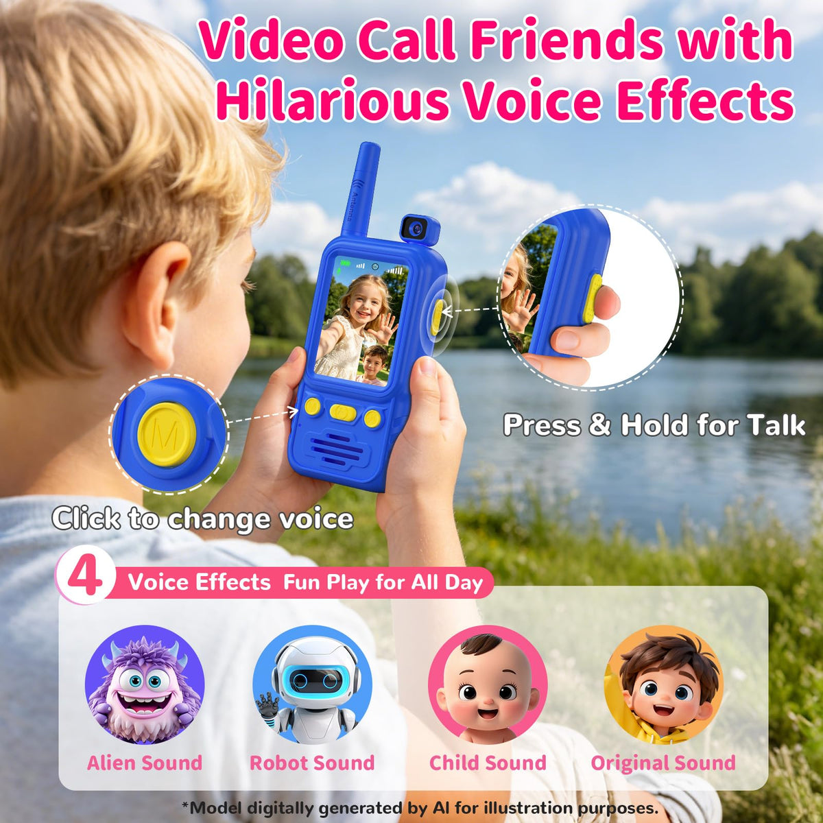 Video Walkie Talkies for Kids with 180 Rotating Camera - Jollyocean Official Imagery - 3
