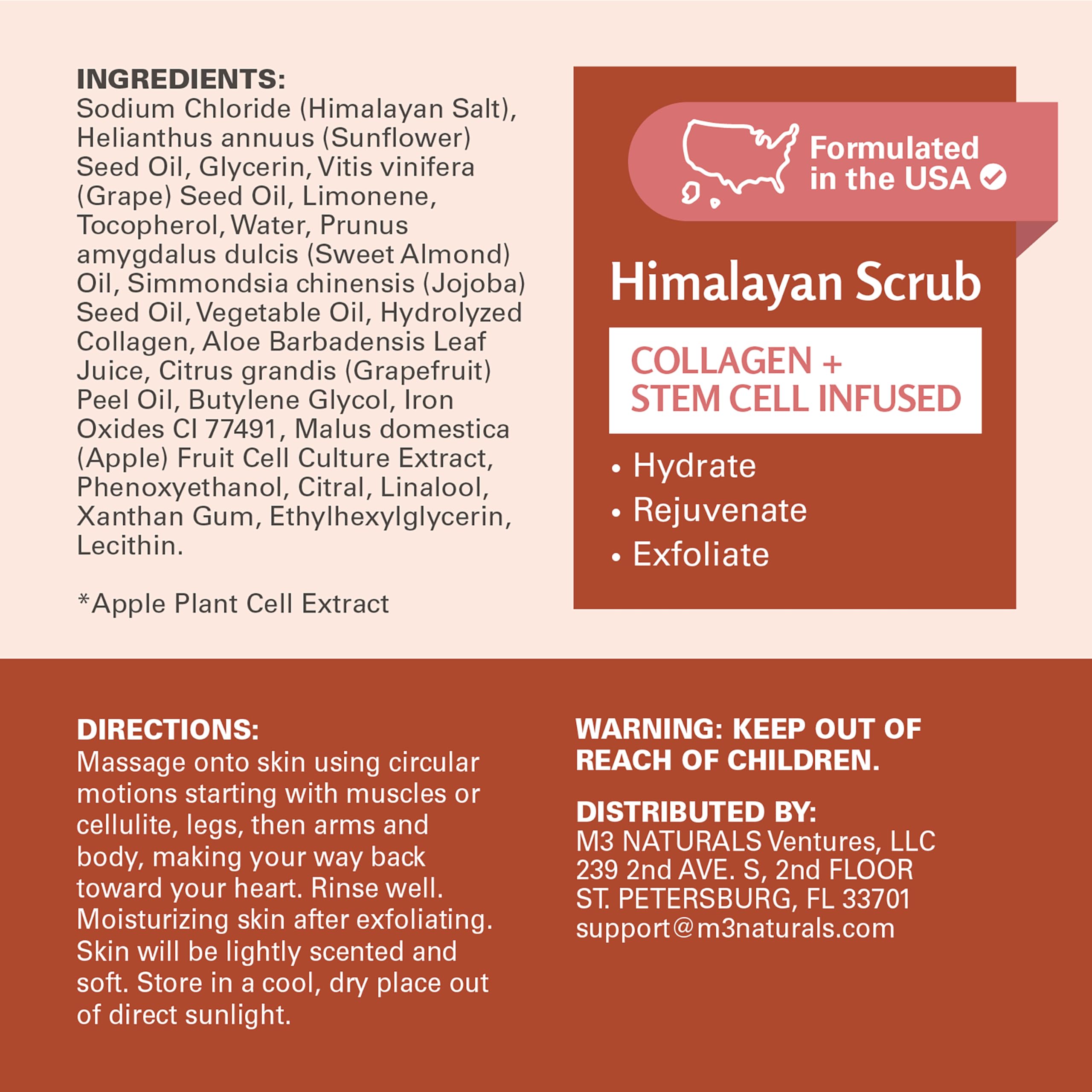 M3 Naturals Exfoliating Himalayan Salt Scrub with Collagen & Stem Cells, by M3 - M3 Naturals Official Product View 3