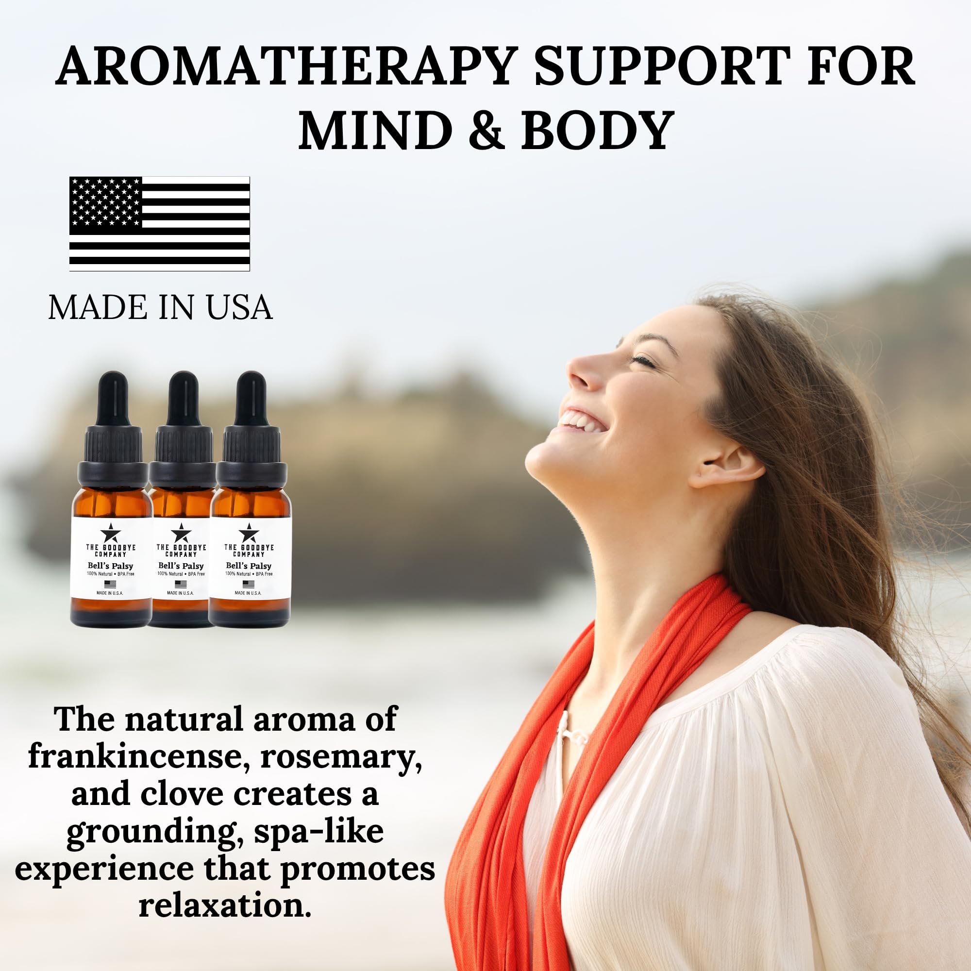 Organic Frankincense and Clove skin care oil by The Goodbye Company, used for Bell's Palsy treatment and skin rejuvenation.