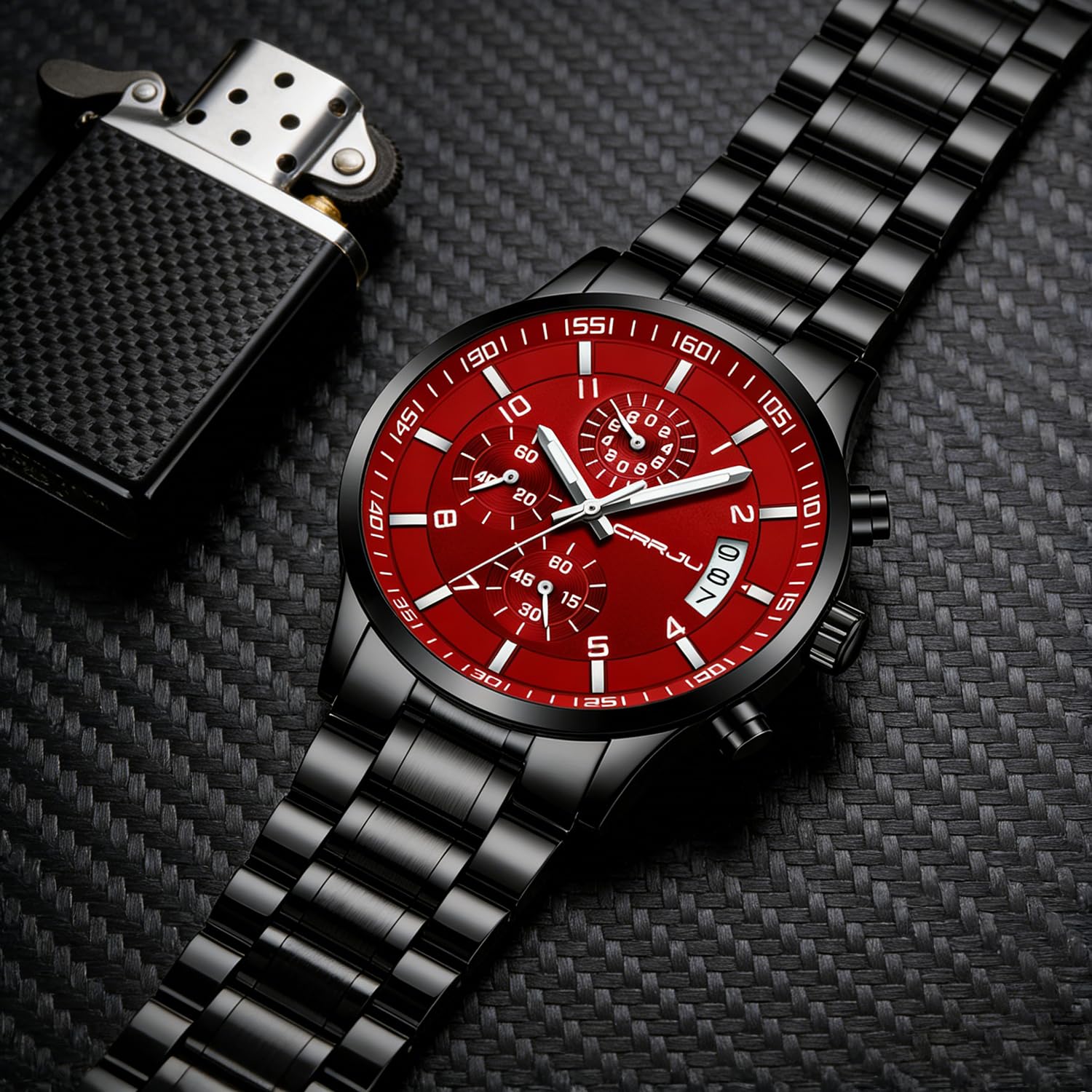 CRRJU Men's Fashion Stainless Steel Watches Date Waterproof Chronograp - View 2