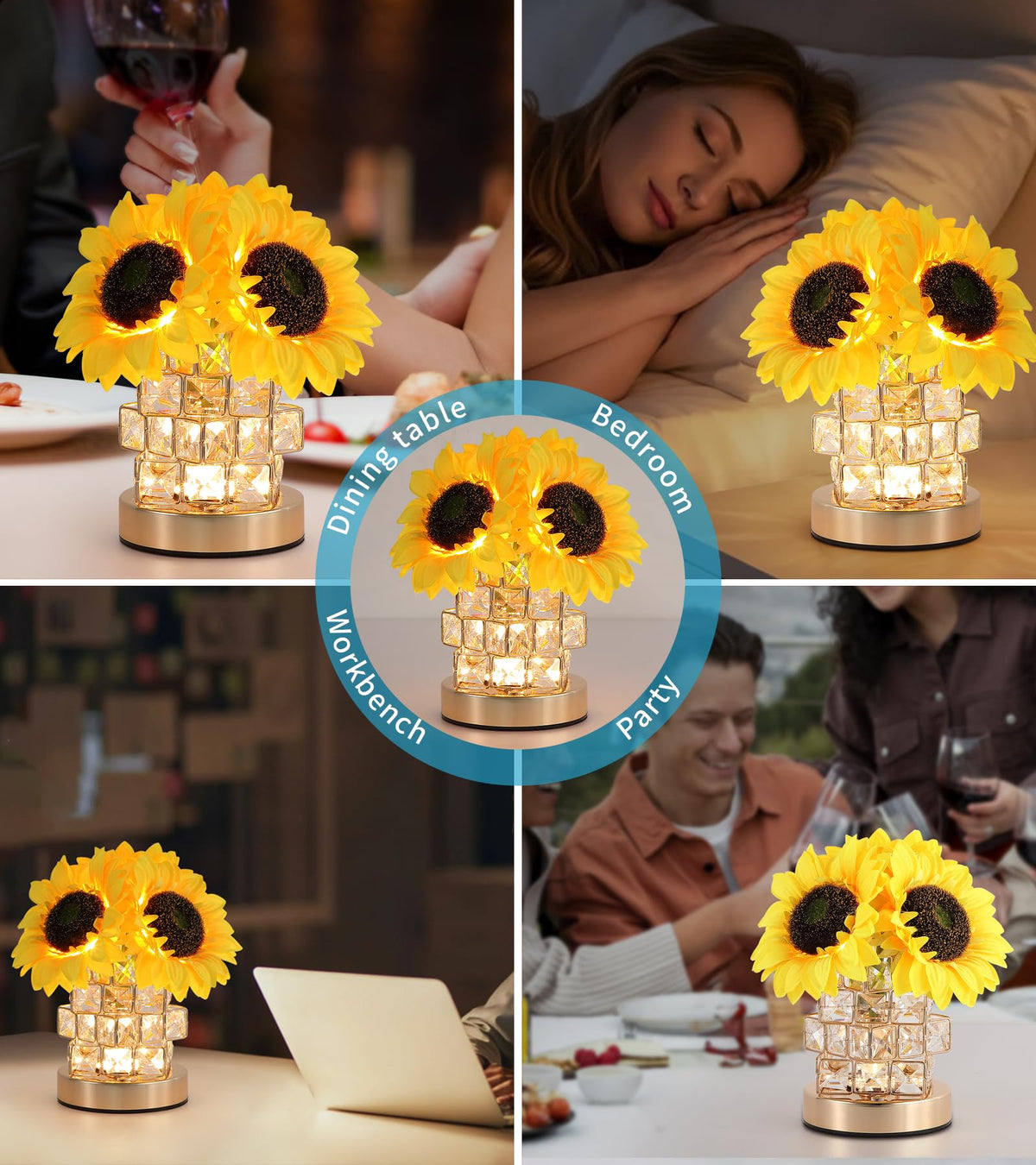 Sunflowers Flower Lamp Rechargeable Cordless Touch Lamp 3 - AIHYING Official Imagery - 4