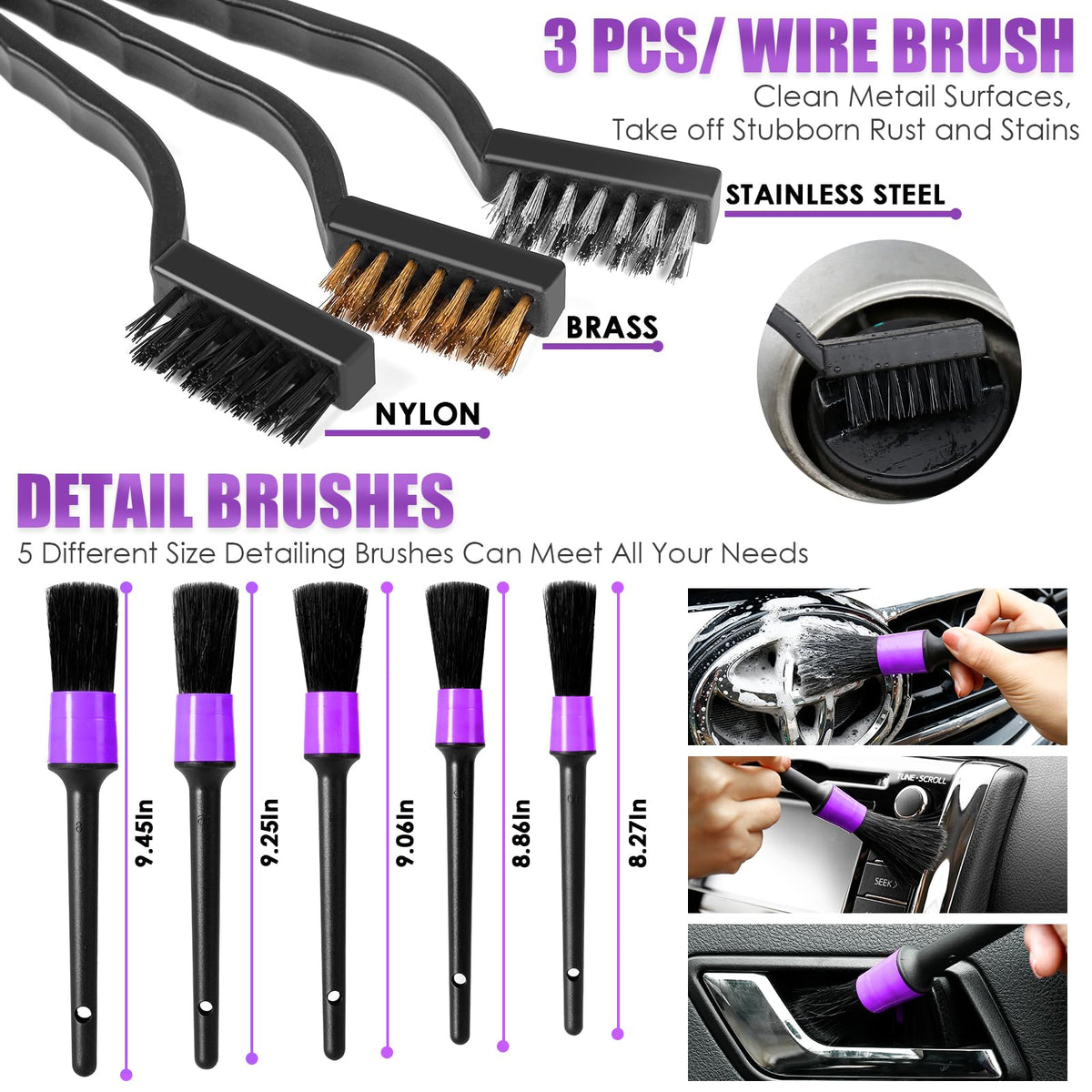 17PCS Car Cleaning Kit Purple Car Interior Detailing Kit - Viewsun Official Imagery - 6