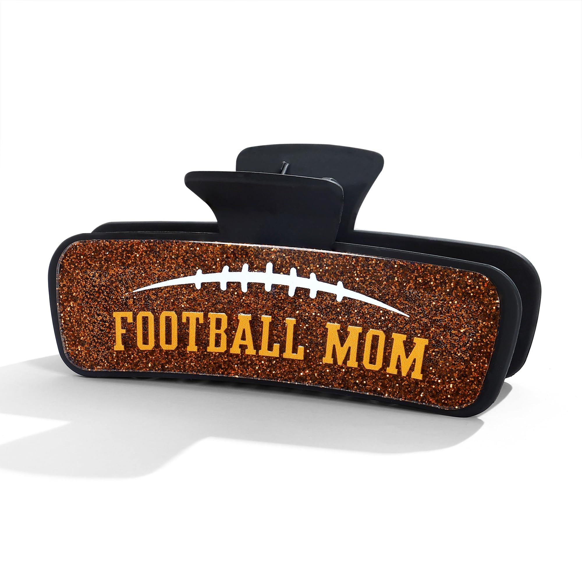 Football Mom Hair Claws For Women Black Glitter Football Hair - Product Imagery