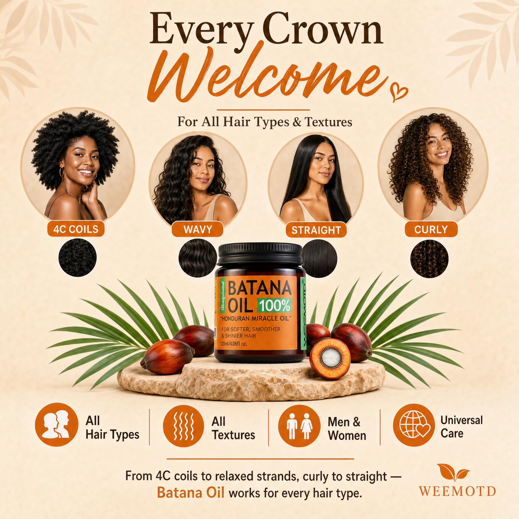 WEEMOTD 100% Raw Batana Oil for Hair from Honduras, 4.06 Fl Oz, Bright Coffee - WEEMOTD Official Product View 5