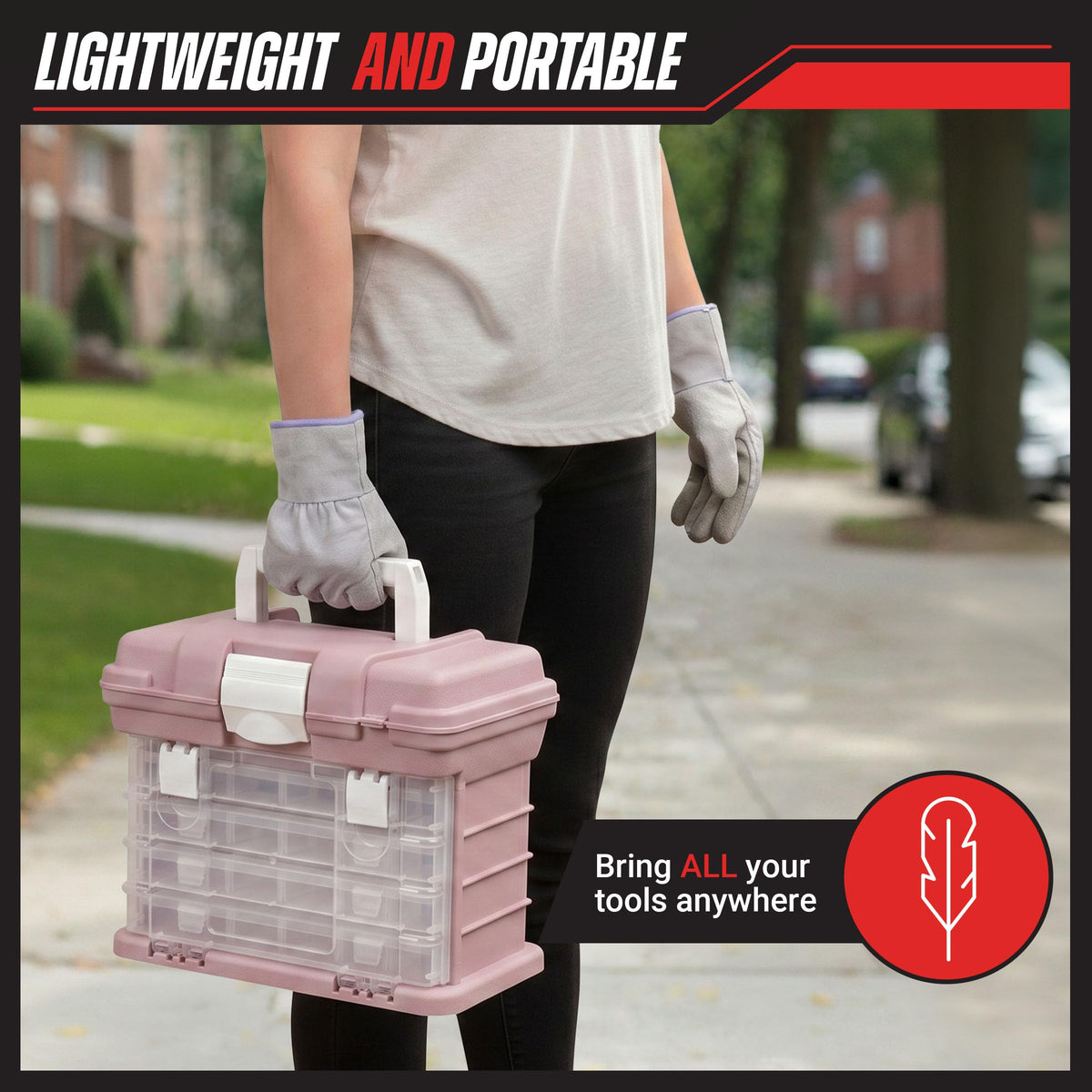 Stalwart Portable Tool Box for Women or Men Pink - Stalwart Official Imagery - 6