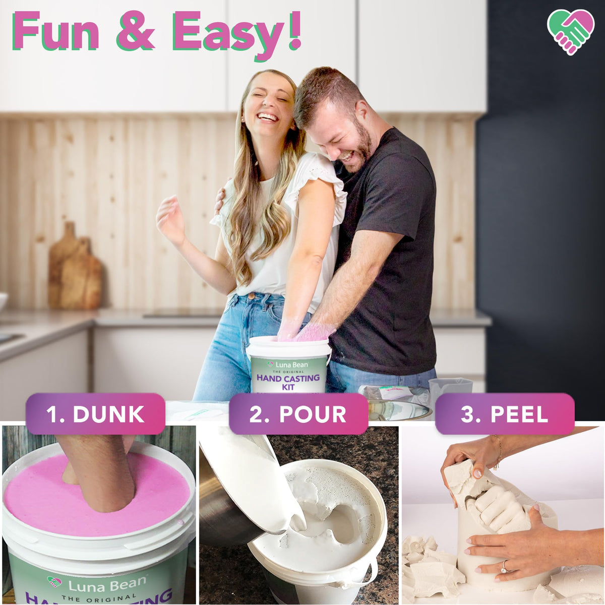 Luna Bean Hand Casting Kit Couples Anniversary Wedding Hand - Luna Bean Official Imagery - 5