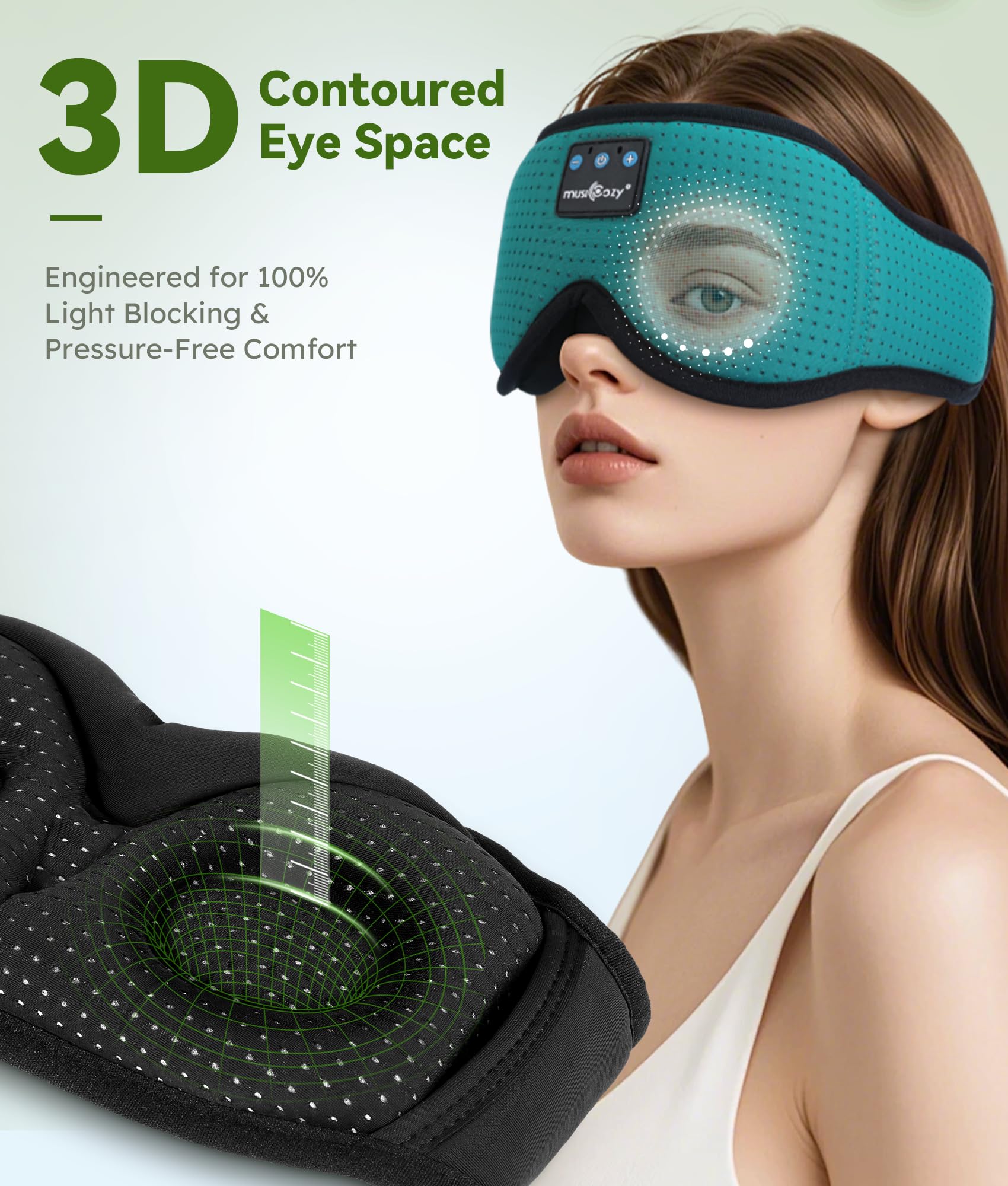 MUSICOZY 3D Sleep Headphones Bluetooth 5.4 Breathable Sleep Eye M - MUSICOZY Official Product View 4