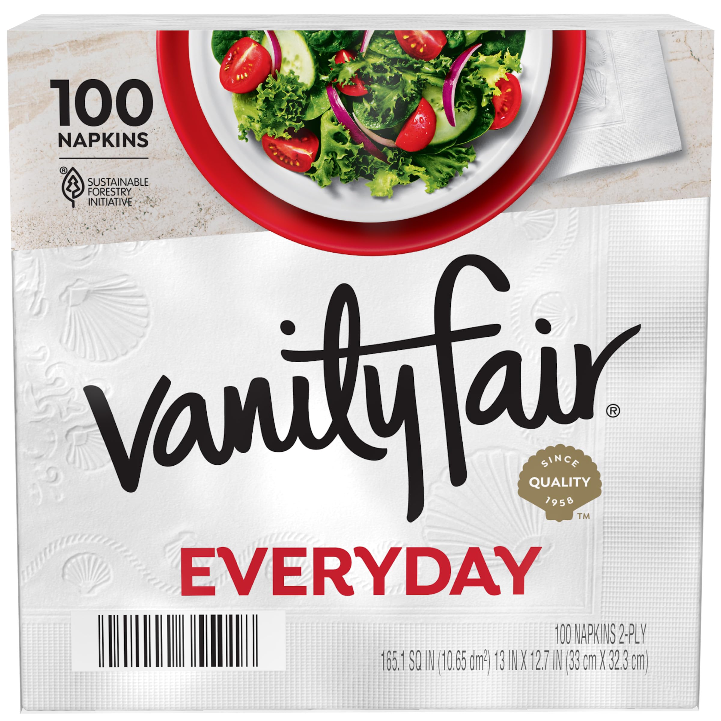 Vanity Fair Everyday Paper Napkins, 100 Count, Disposable - Product Imagery