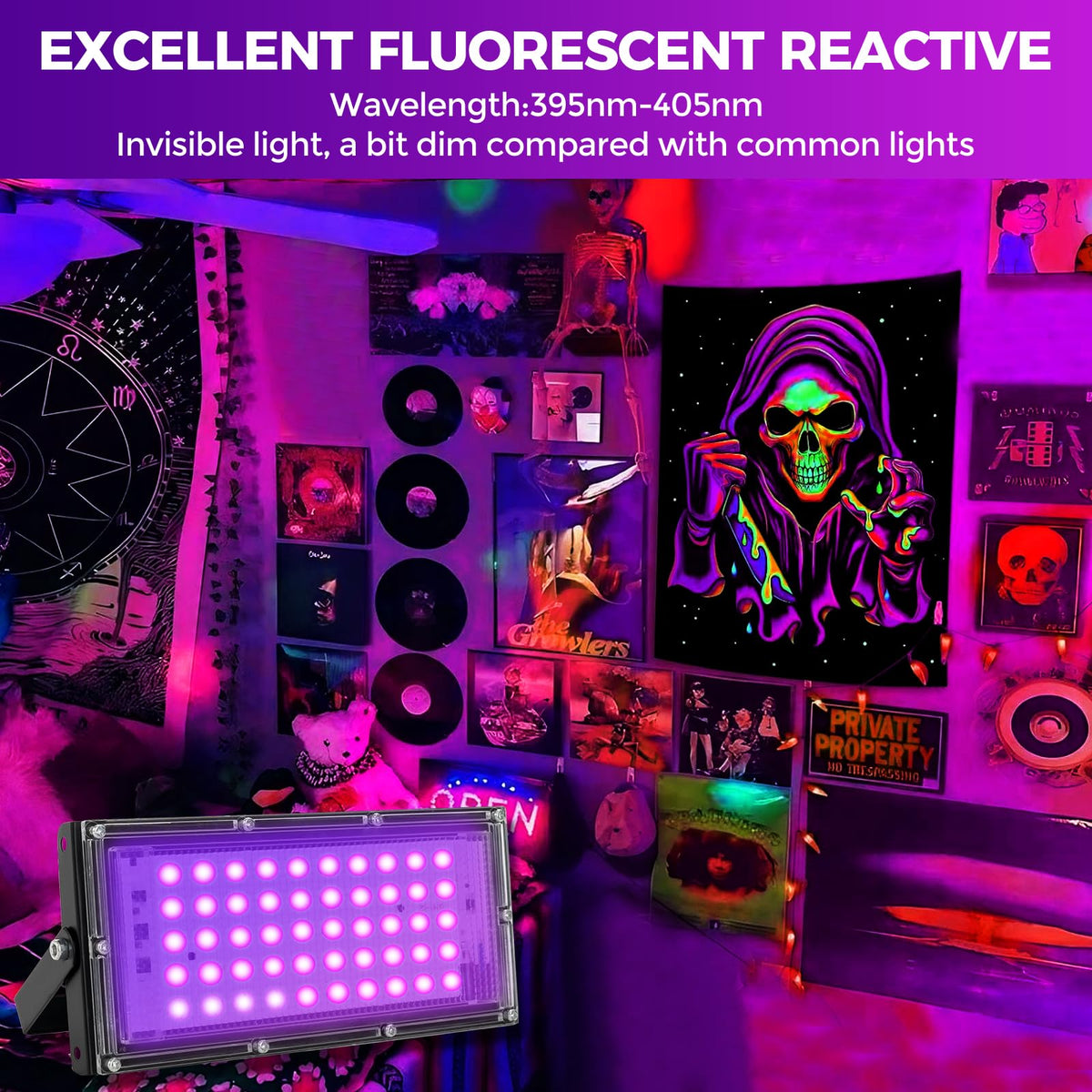 50W LED Black Lights for Glow Party IP65 Waterproof UV - Waygor Official Imagery - 4