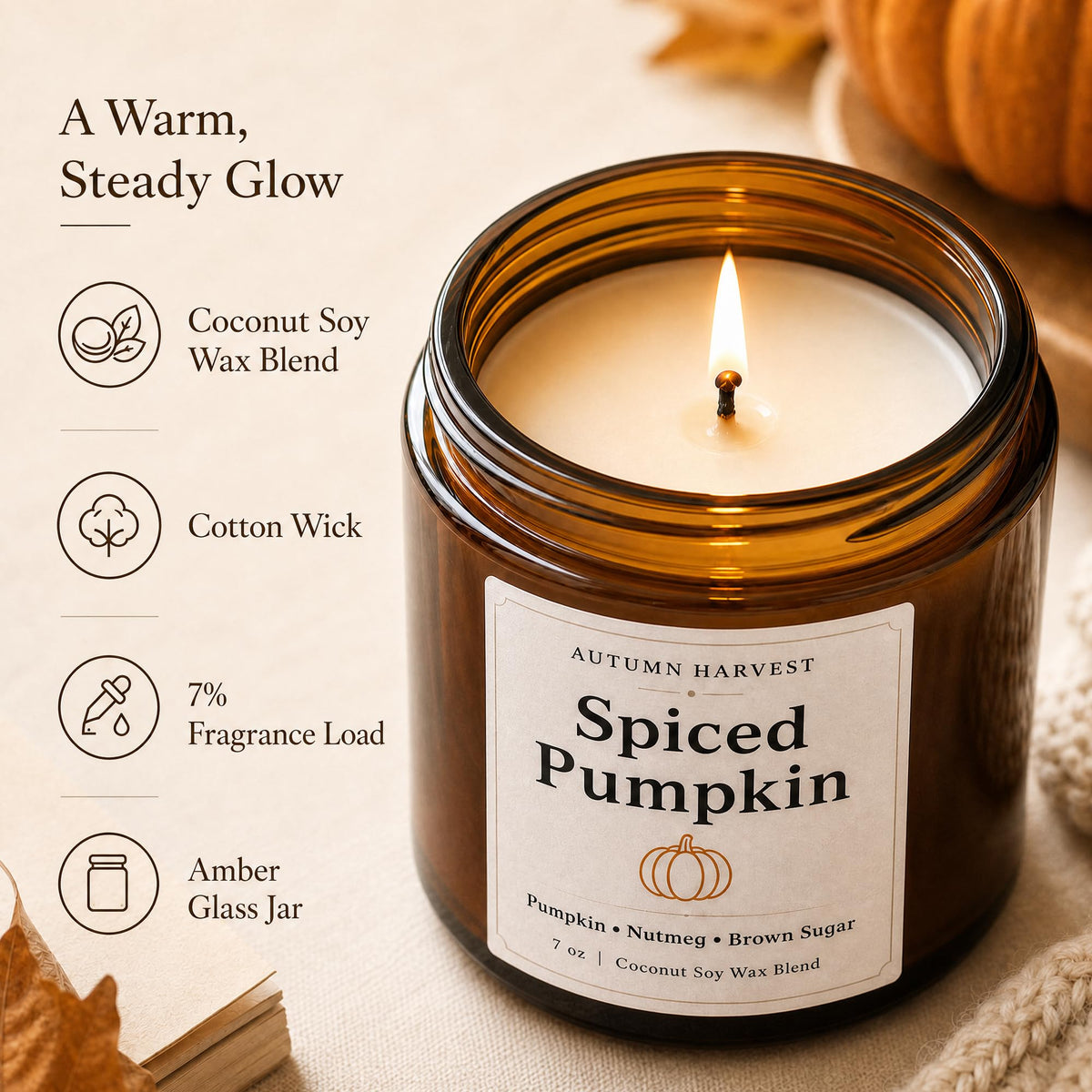 Fall Scented Candle Set of 6 7 oz Soy Candles for Home - YINUO LIGHT Official Imagery - 4
