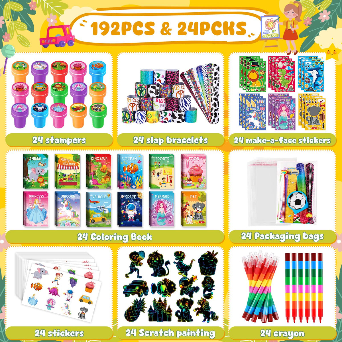 BenLouis 192Pcs Birthday Coloring Set for Kids Party Favors - BenLouis Official Imagery - 4