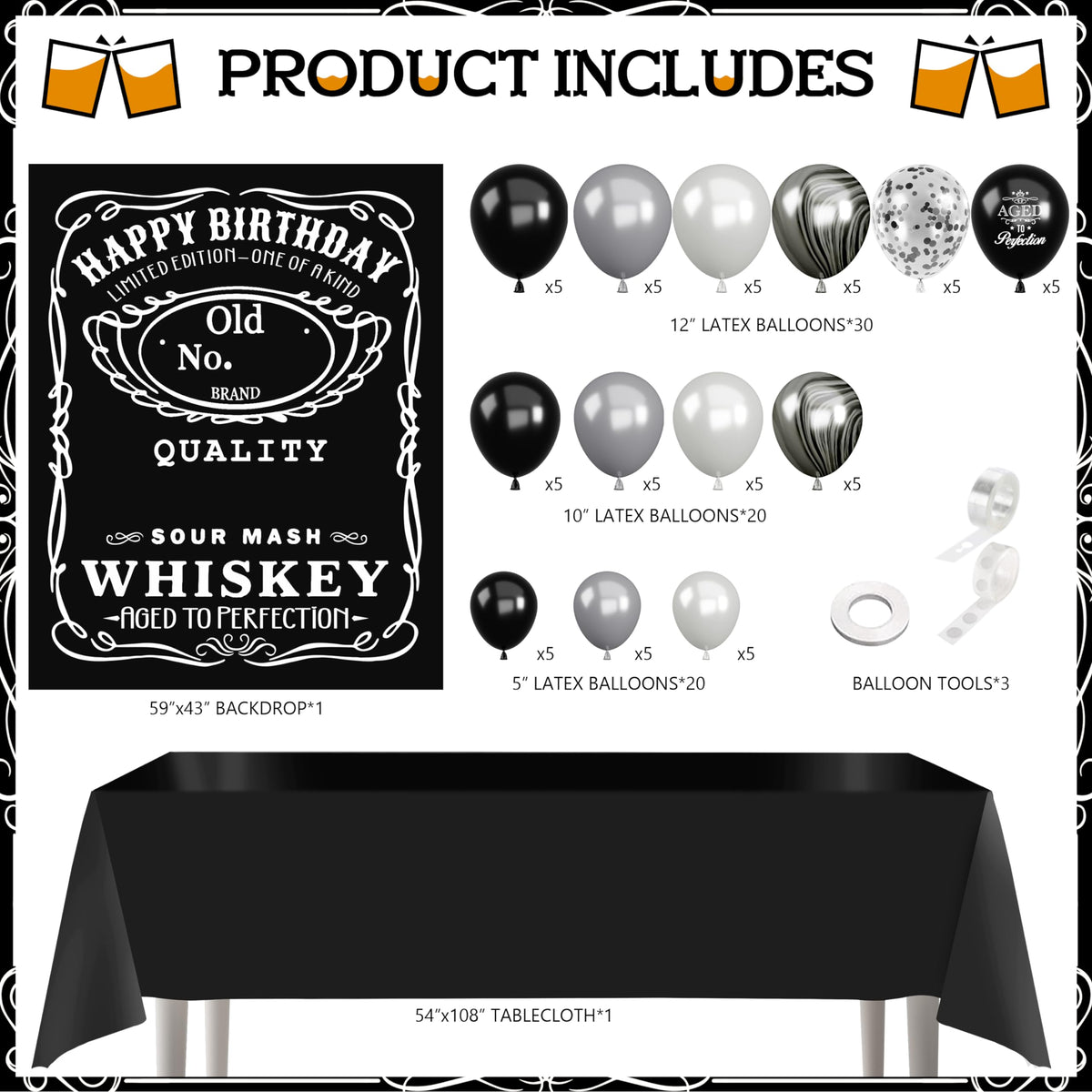 Whiskey Birthday Decorations for Men Aged to Perfection - BORAMDO Official Imagery - 4