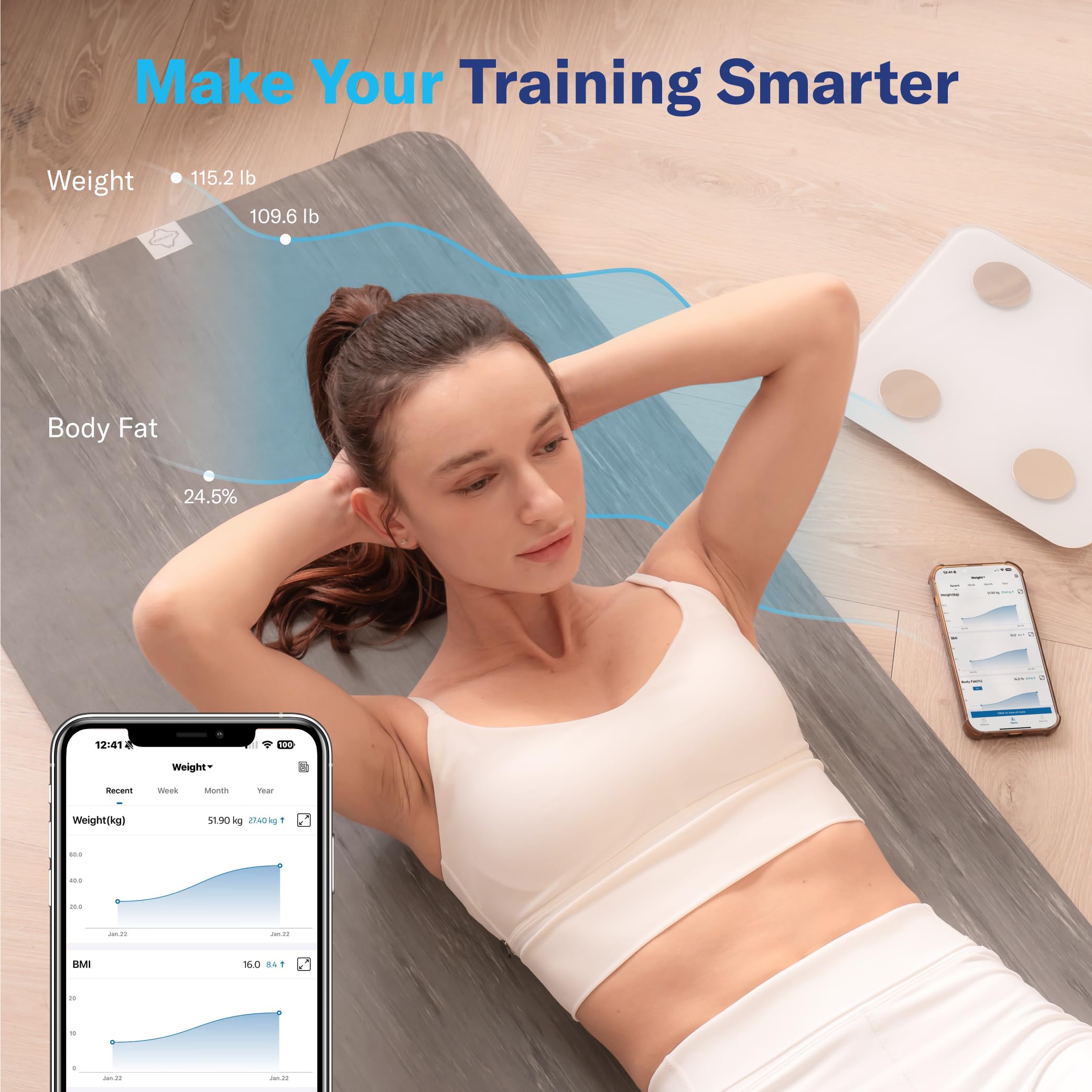 Alcedo Smart Body Fat Scale, Color-Changing Scale, Bluetooth, Whi - Alcedo Official Product View 6