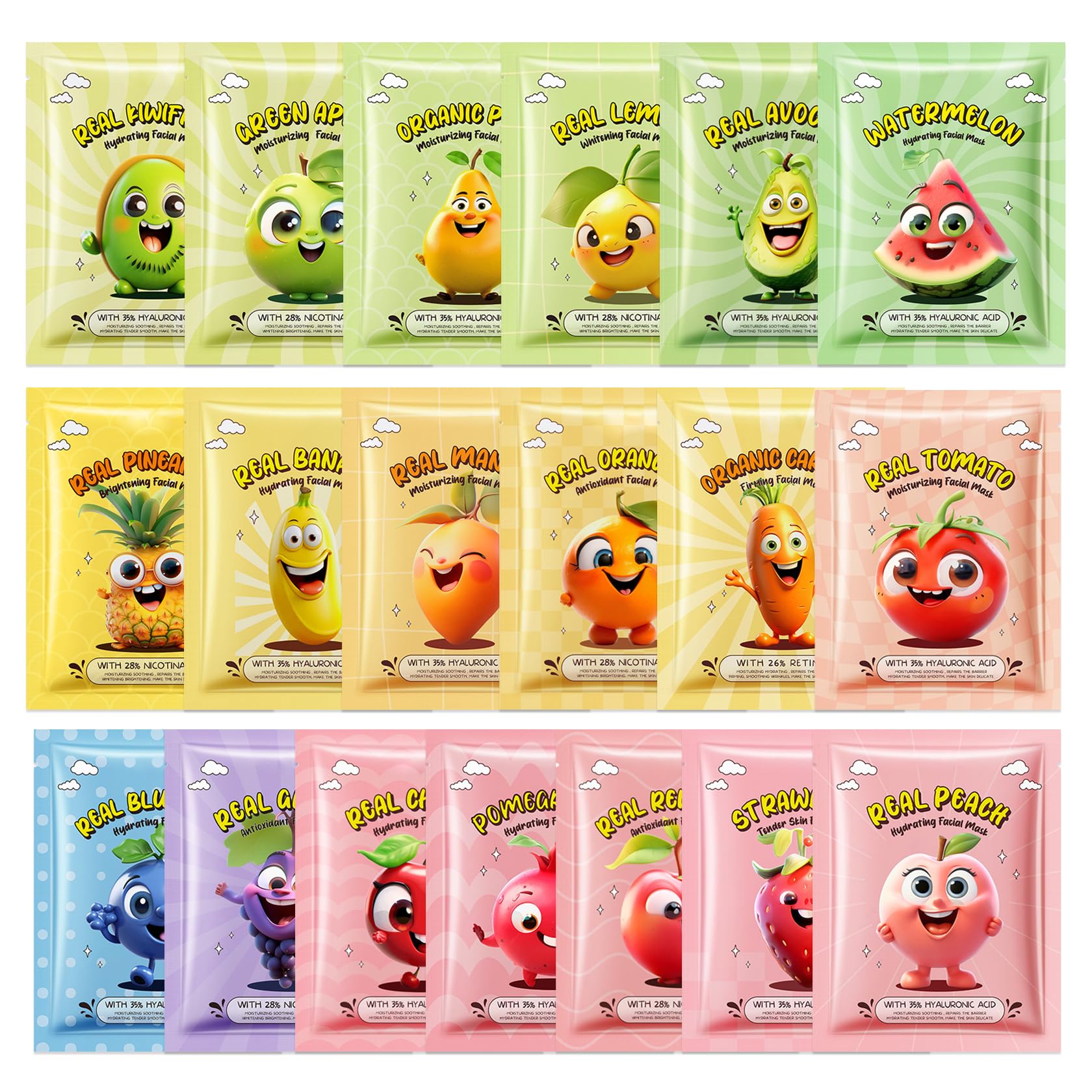 10PCS Hydrating Facial Sheet Mask,Moisturizing Face Masks - JunKuJK