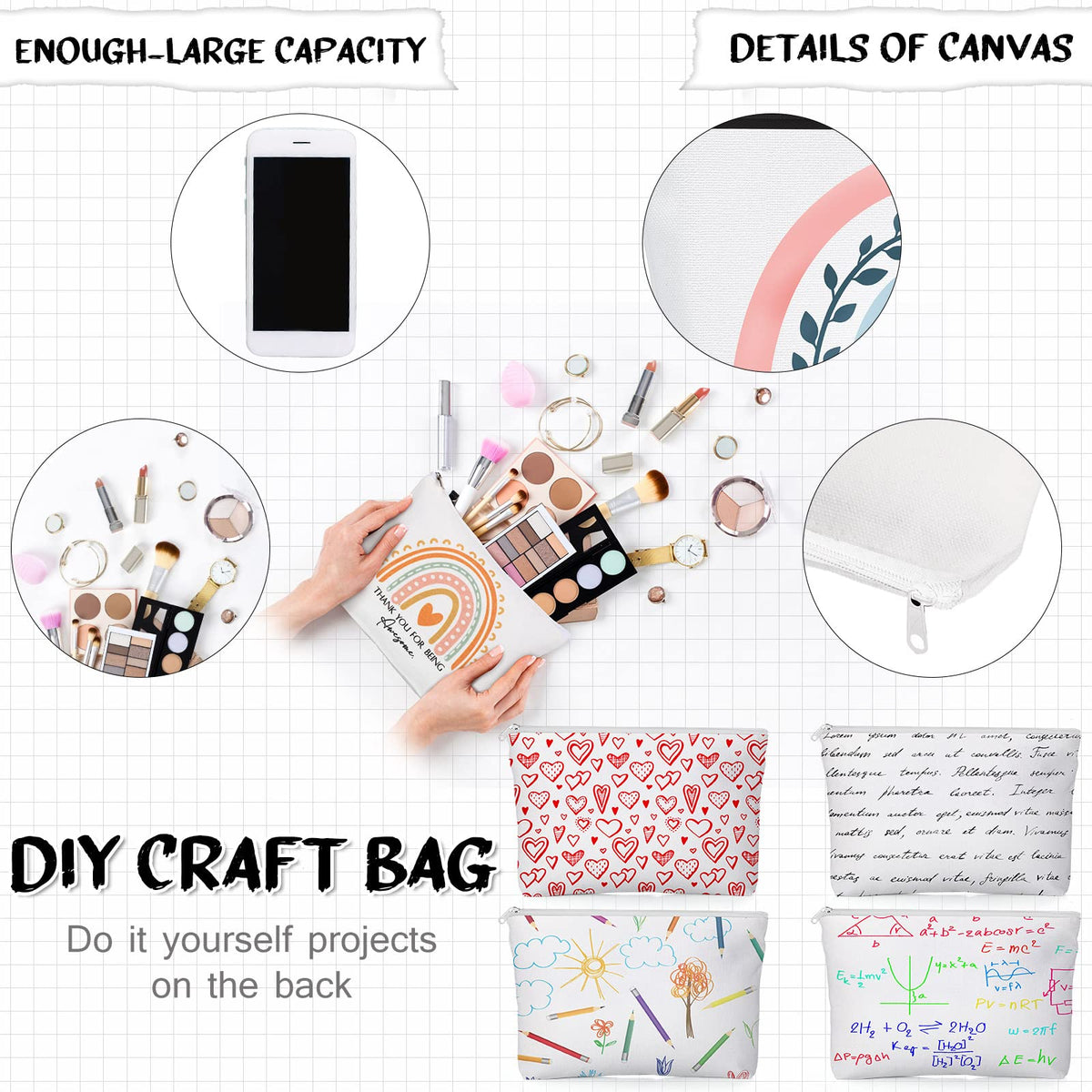 Sieral 20 Pcs Canvas Makeup Bags Zipper Inspirational Gifts - Sieral Official Imagery - 4