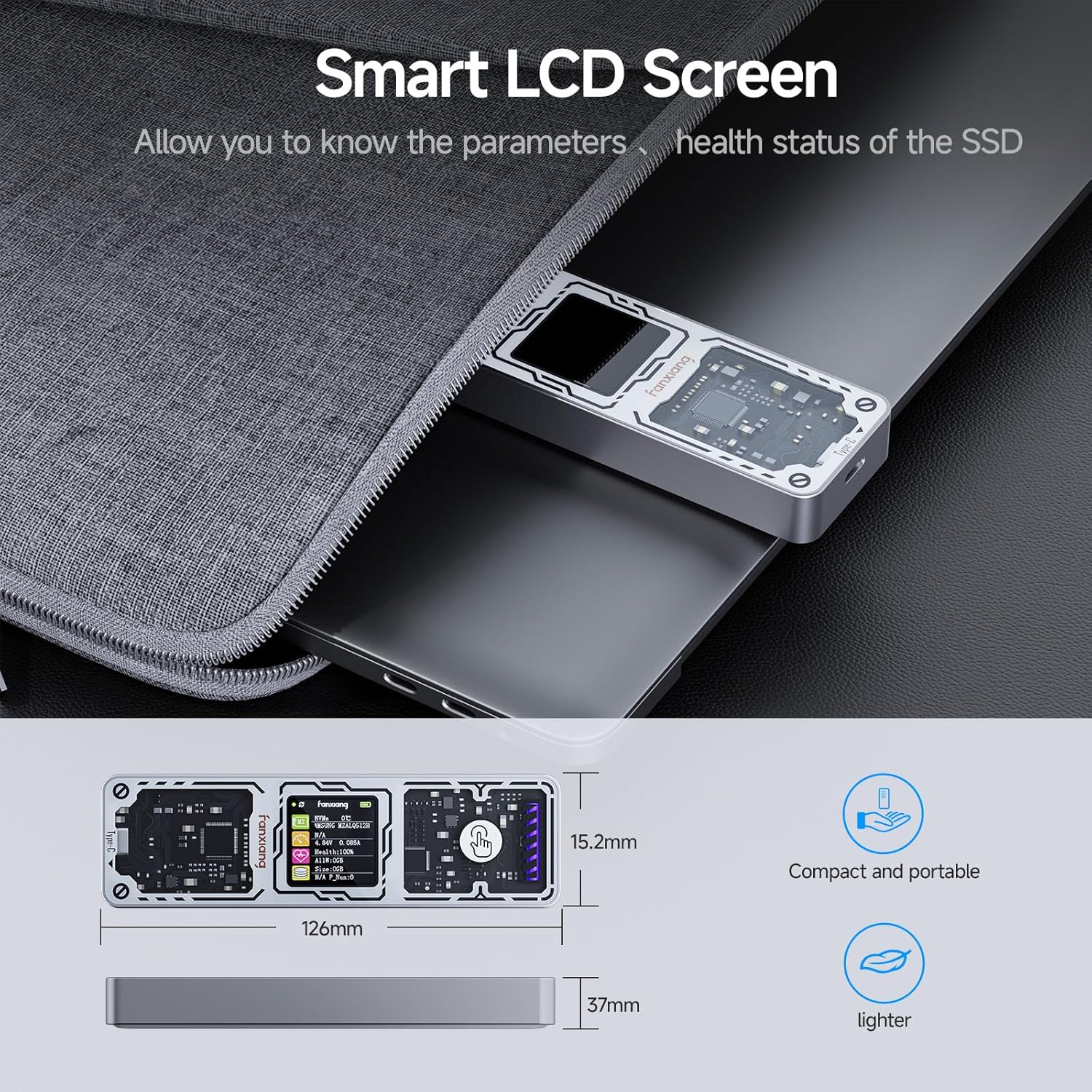 fanxiang SSD enclosure for M.2 NVMe and SATA drives with USB 3.2 Gen 2, high-speed 10 Gbps data transfer