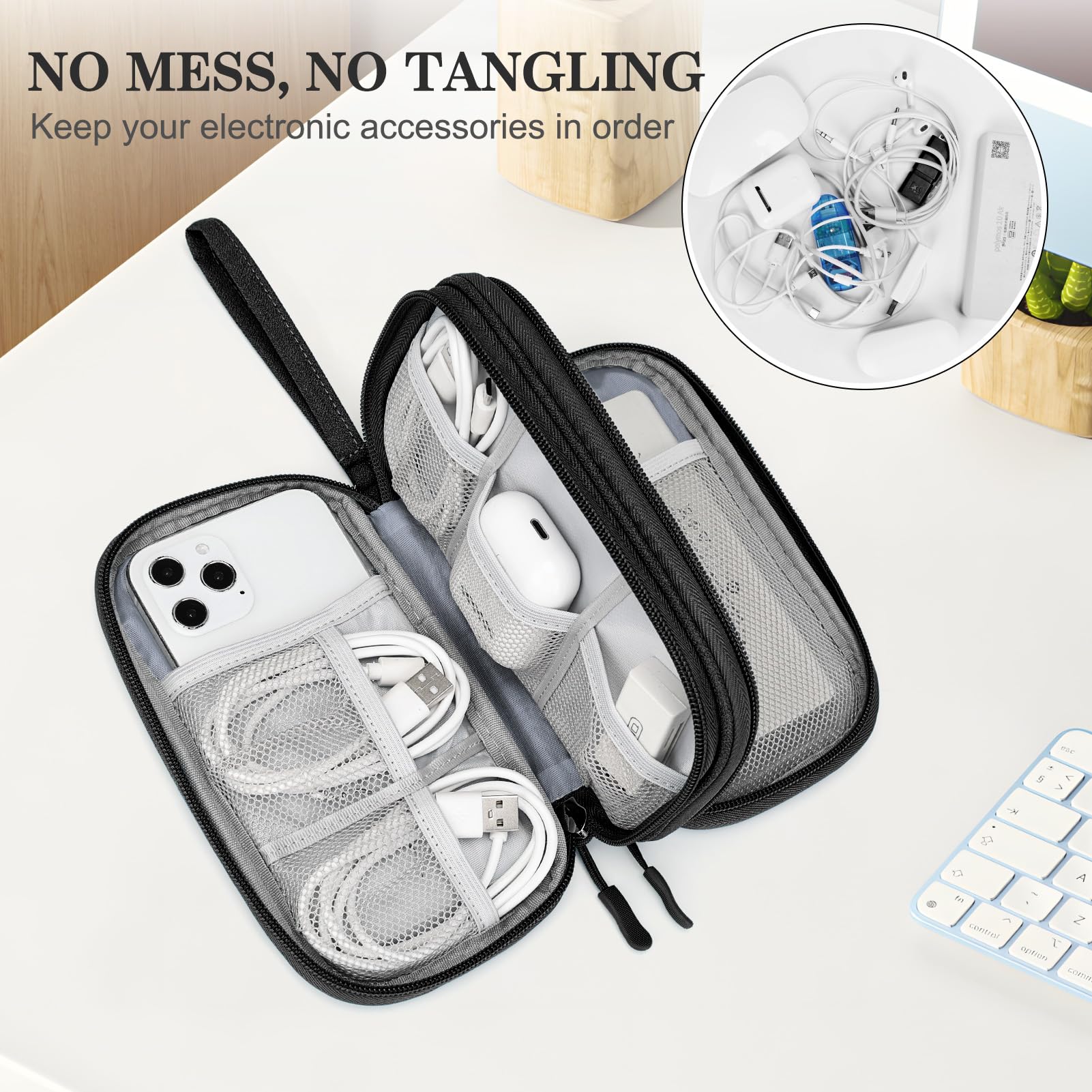 FYY Electronic Organizer, Travel Tech Pouch Bag, Cable Organizer Black - View 5