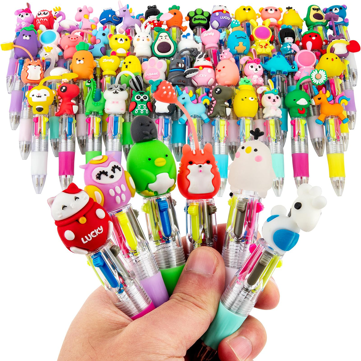 60 Pack Mini 4 in 1 Multicolor Ballpoint Pens for Kids Bulk - HNSYYF Official Imagery - 1