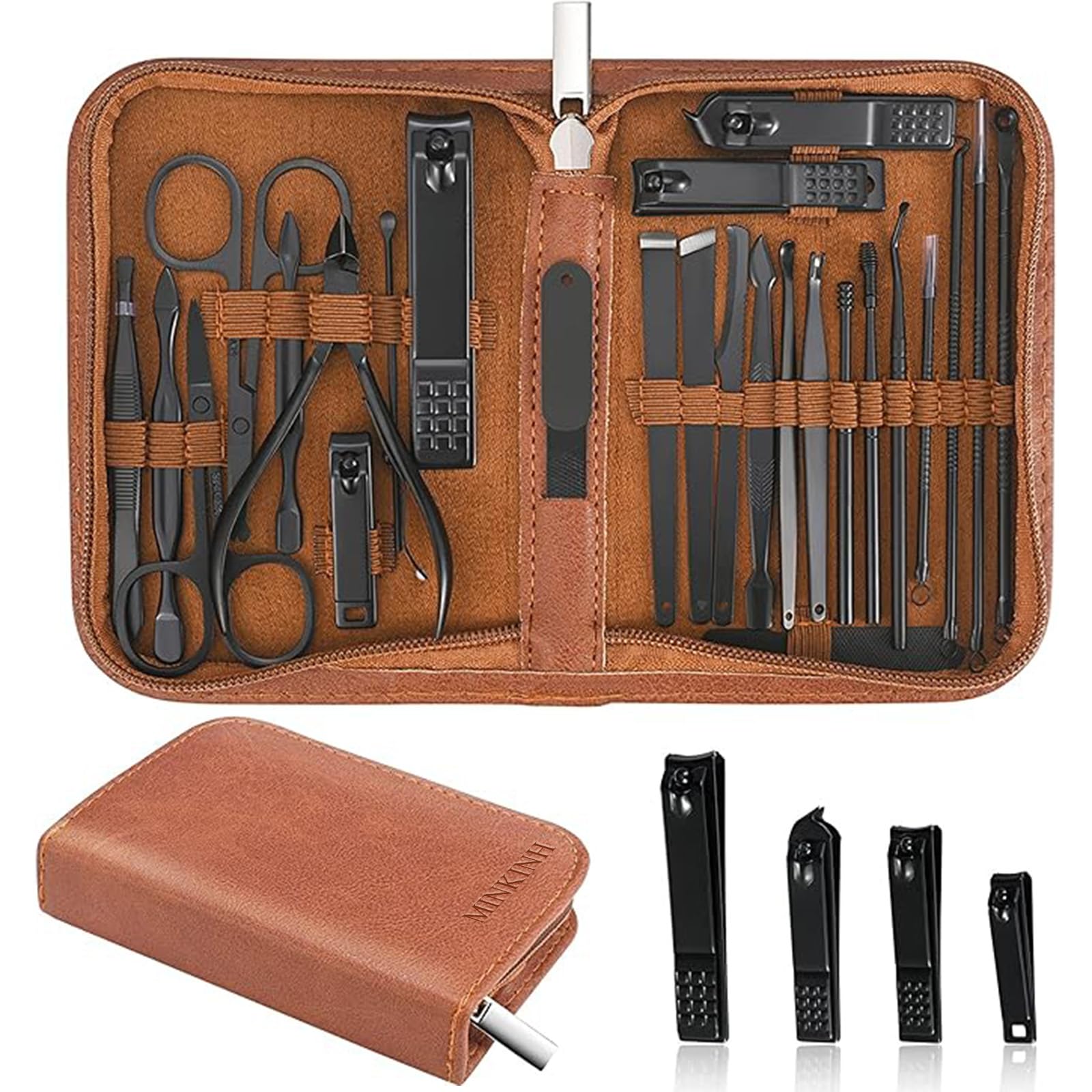 MINKINH Manicure Set Professional Nail Clipper Kit-26 Pieces,Brow by MINKINH - Angle View 1