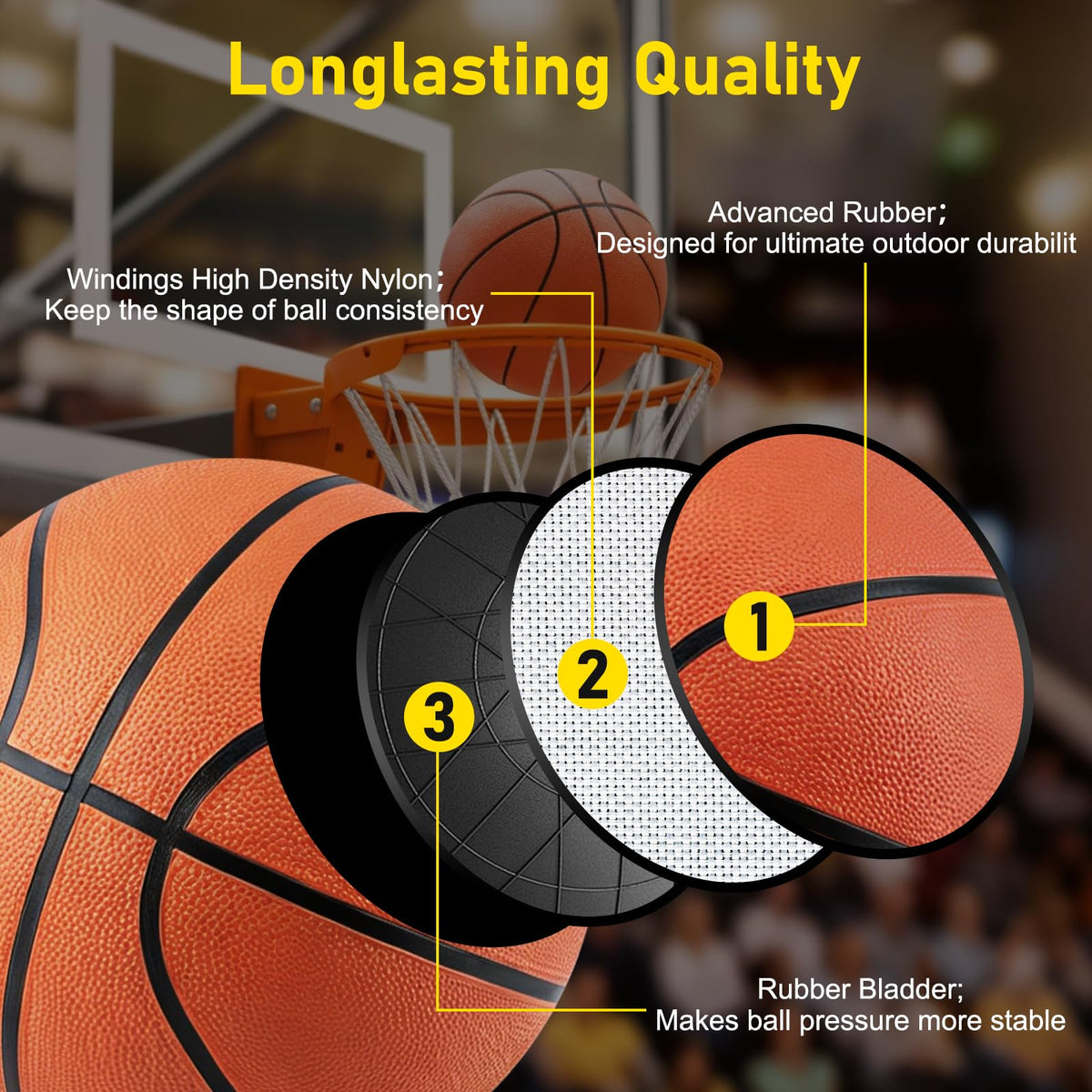 6 Pack Bulk Basketballs Official Outdoor Indoor for Men - SIKEMAY Official Imagery - 4