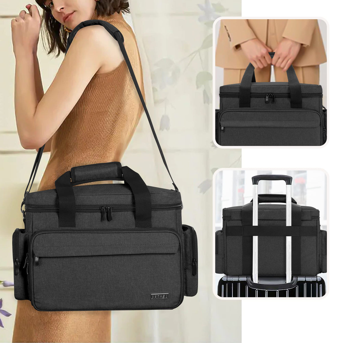 Makeup Bag with 2 Removable Pouches and Detachable Dividers - BAFASO Official Imagery - 6