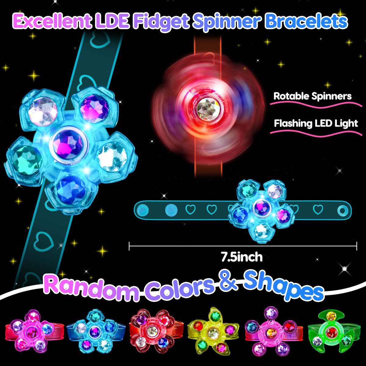 24PCS Light Up Fidget Spinner Bracelets Glow Party Favors - Thremhoo Official Imagery - 8