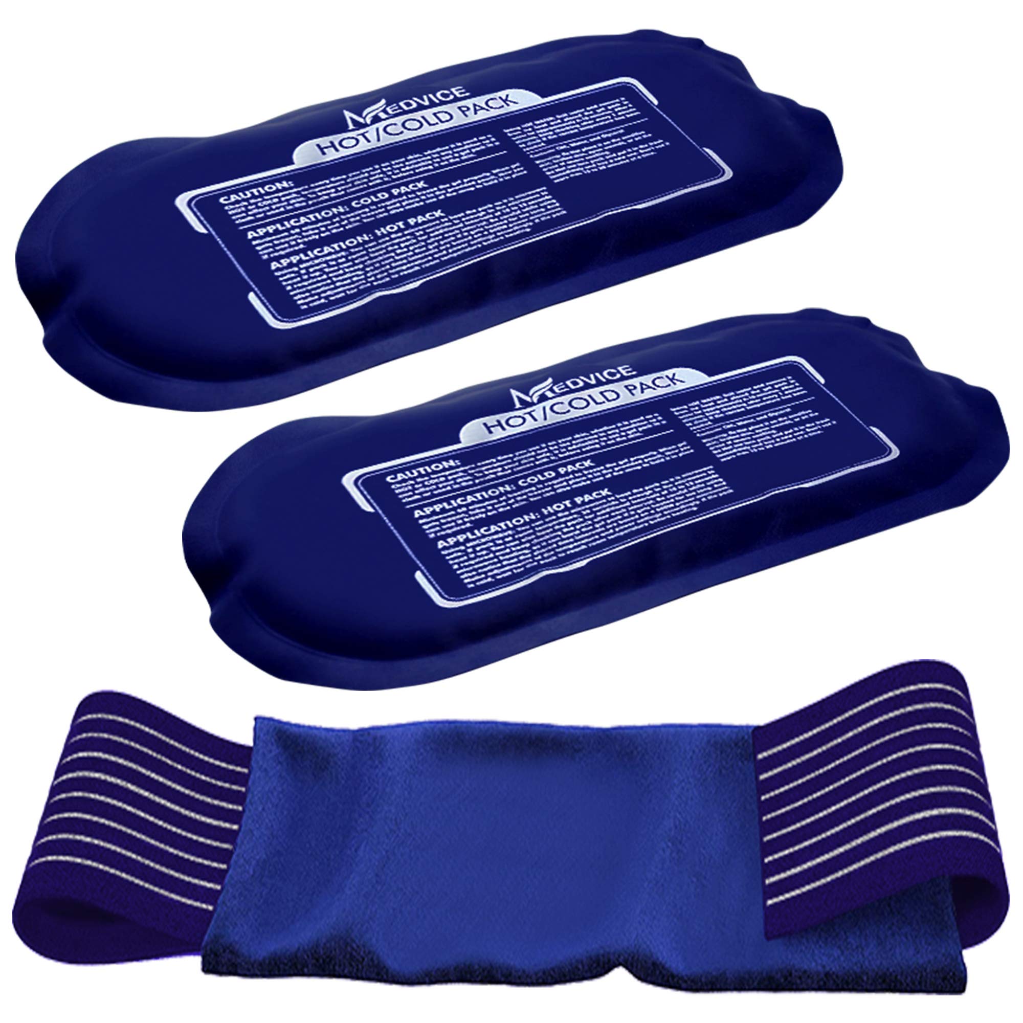 MEDVICE Reusable Hot & Cold Ice Packs for Injuries, 3-Piece Set