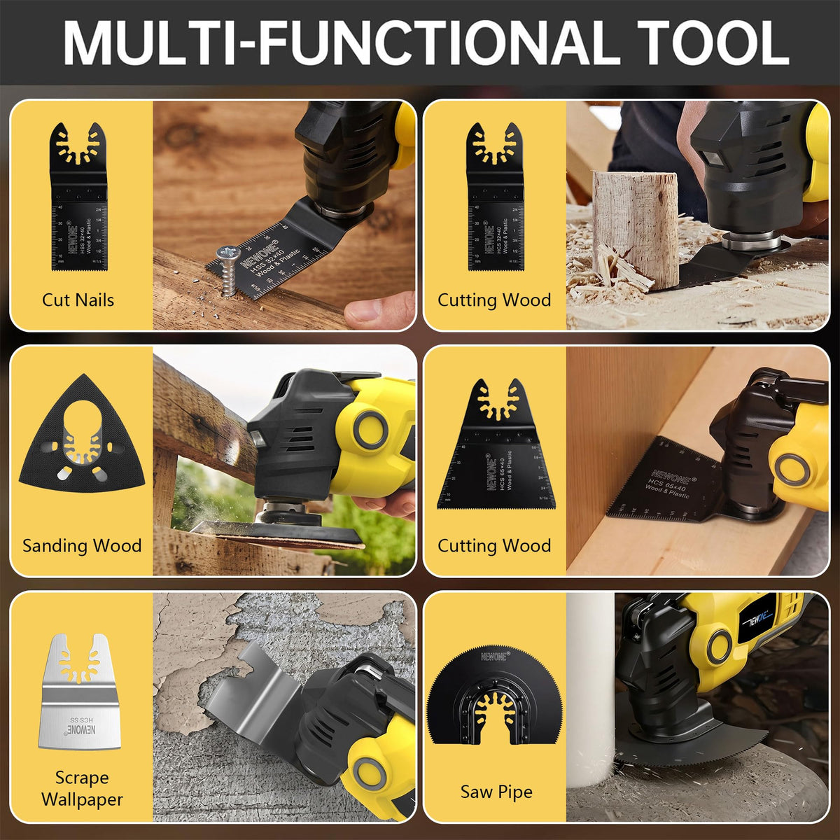 Oscillating Tool Compatible with De Walt 20V Battery 16 Pcs - NEWONE Official Imagery - 6
