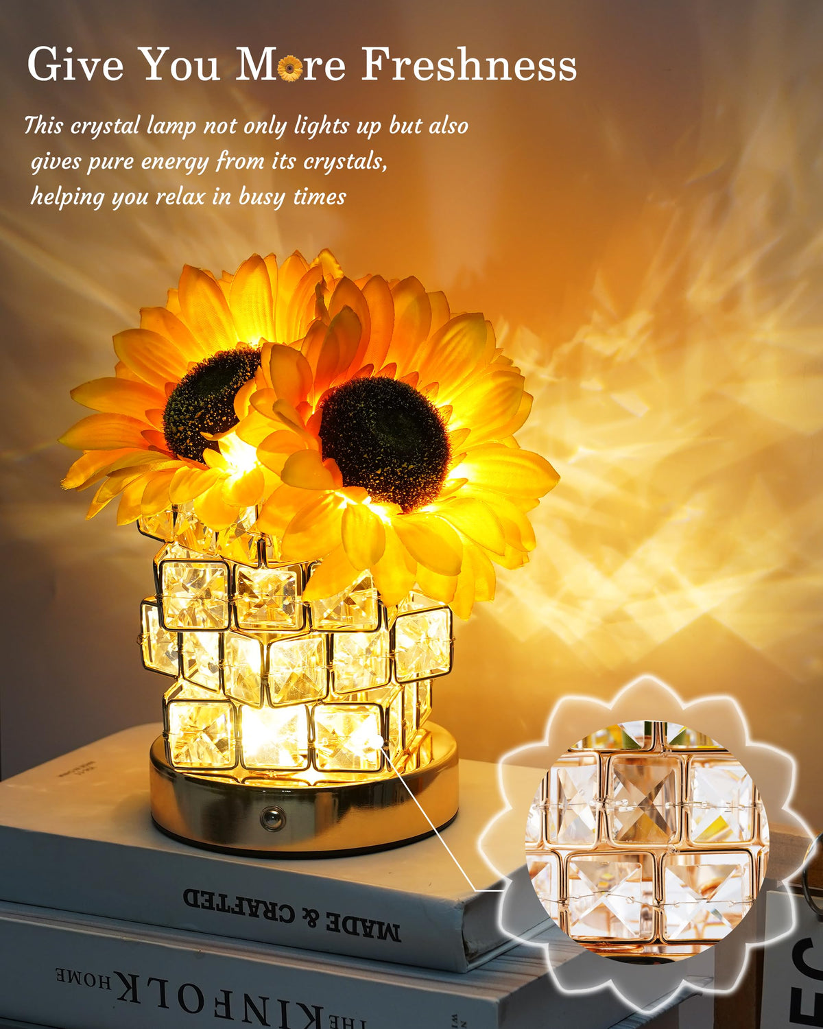 Cordless Sun Flower Lamp Adjustable Touch Crystal Night - JPGEW Official Imagery - 8