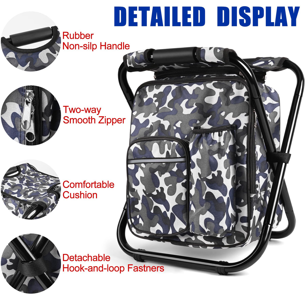 Backpack Stool Cooler Chair Heavy Duty 200 LBS Max Load - Kikerike Official Imagery - 7
