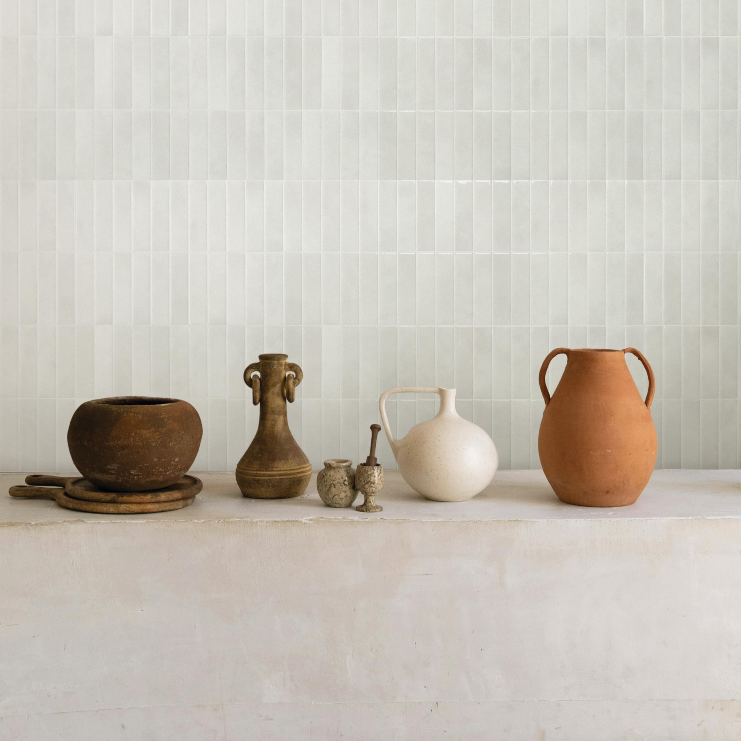 Smart Tiles Peel and Stick backsplash, Stacked White & Grey, 11.4 - Smart Tiles Official Product View 5